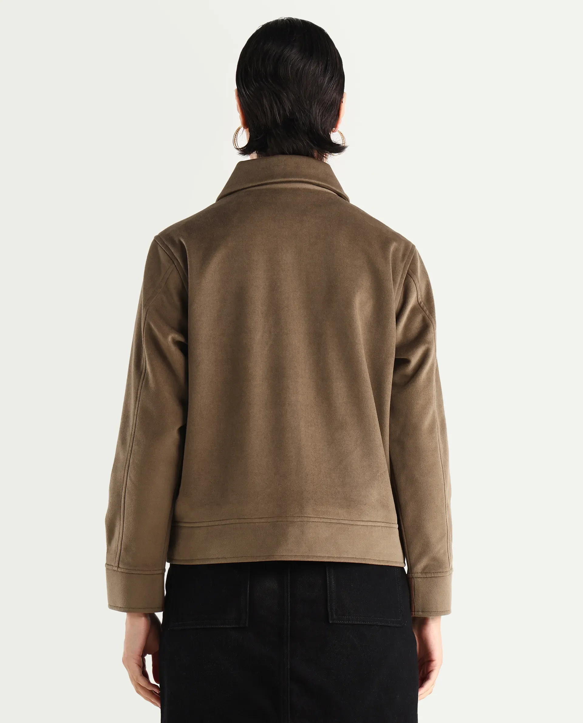 Rareism Women's Gympie Dark Tan Tweed Spread Collar Plain Cuffed Sleeve Regular Fit Jacket - Image 7