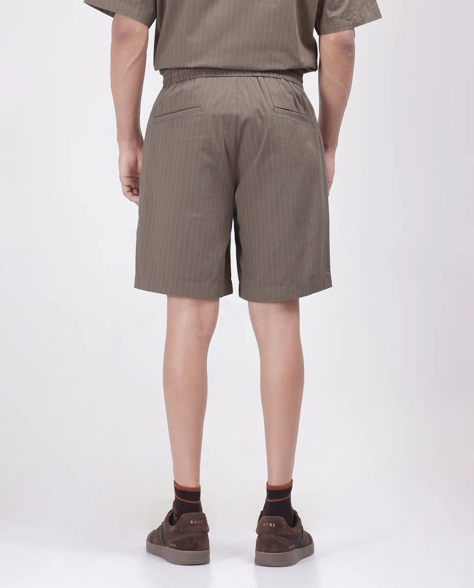 Rare Rabbit Men's Habar Beige Cotton Striped Print Oversized Fit Shorts - Image 4
