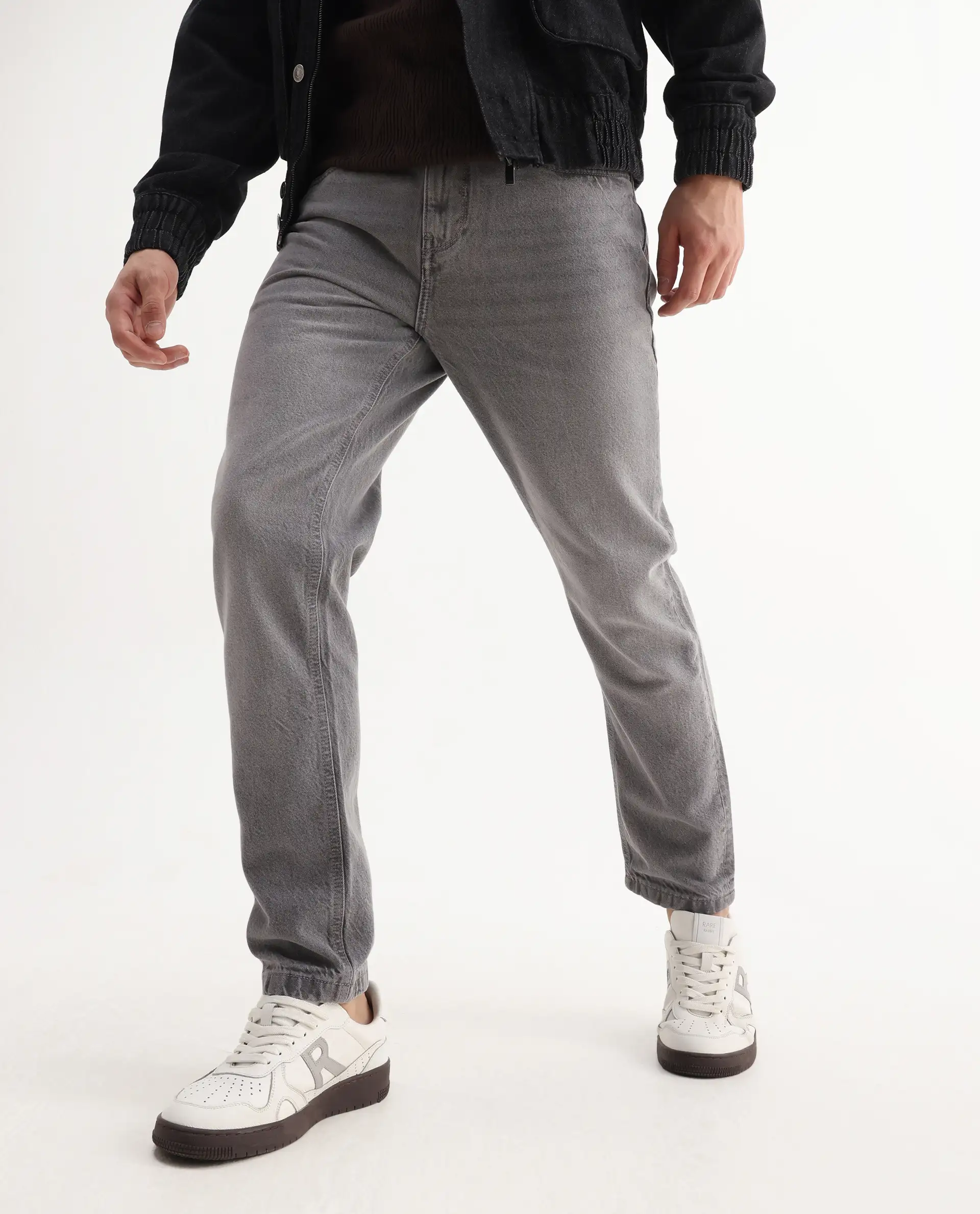 Rare Rabbit Mens Hades Grey Solid Mid Rise Mid Wash Regular Fit Jeans - Image 2