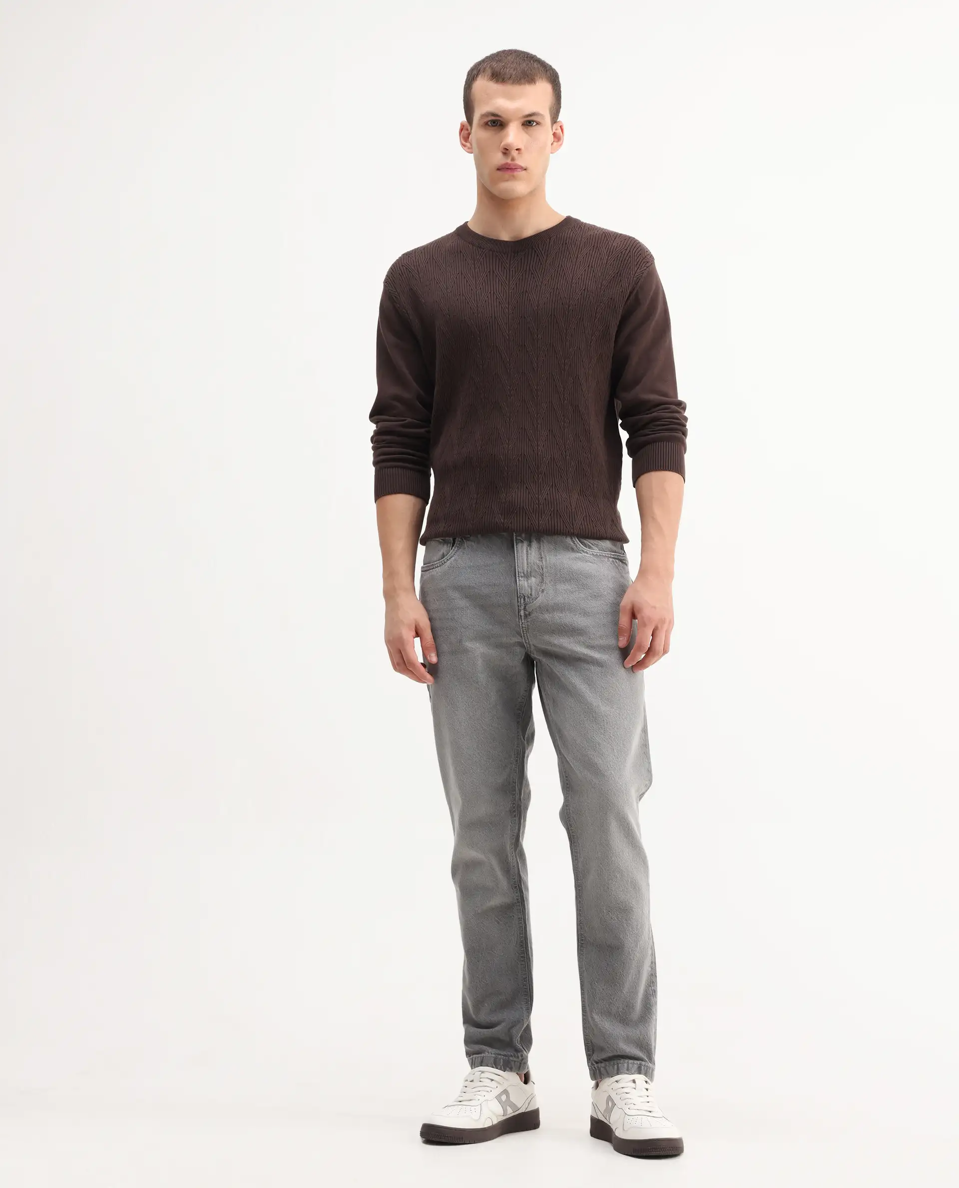 Rare Rabbit Mens Hades Grey Solid Mid Rise Mid Wash Regular Fit Jeans - Image 4