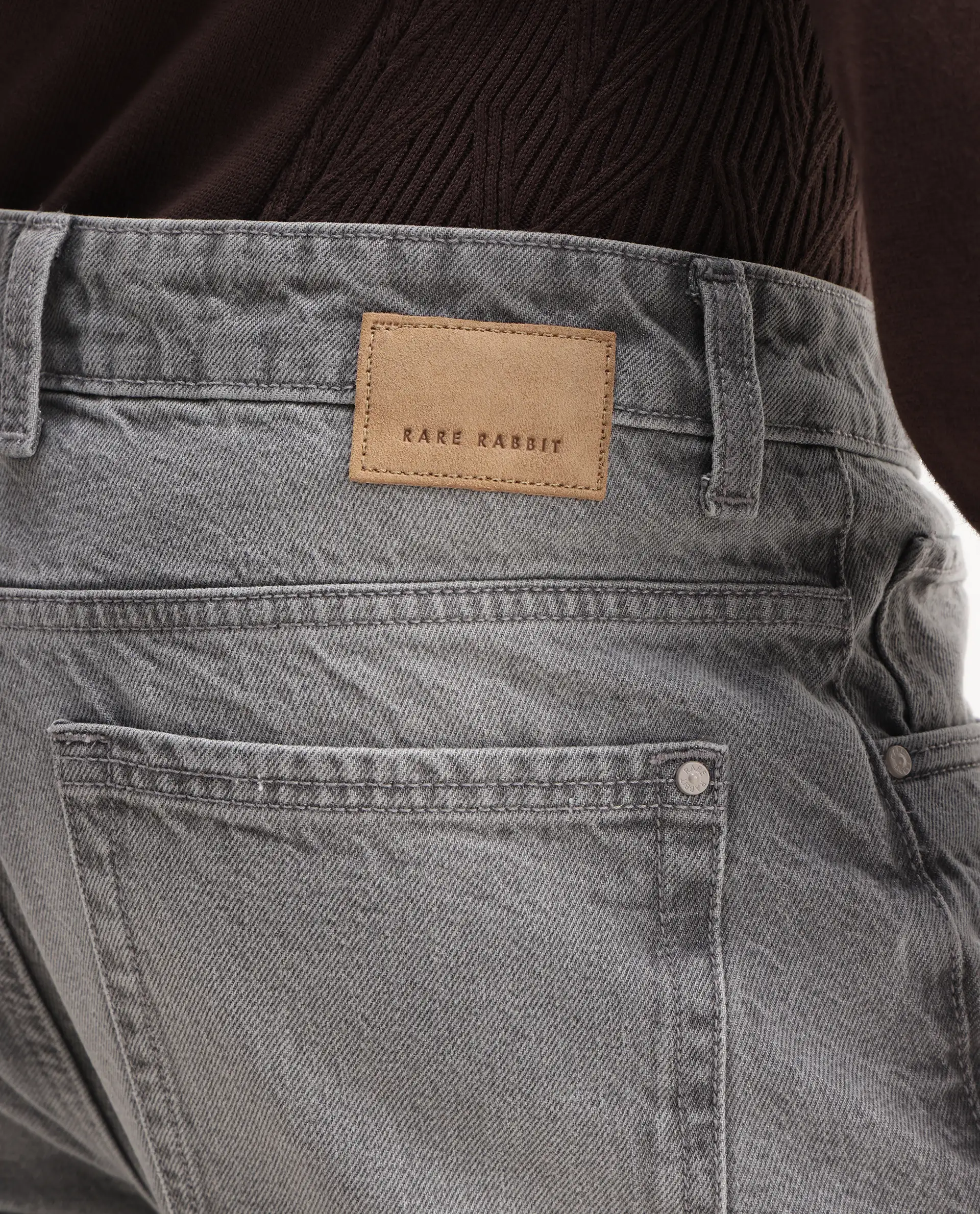 Rare Rabbit Mens Hades Grey Solid Mid Rise Mid Wash Regular Fit Jeans - Image 5