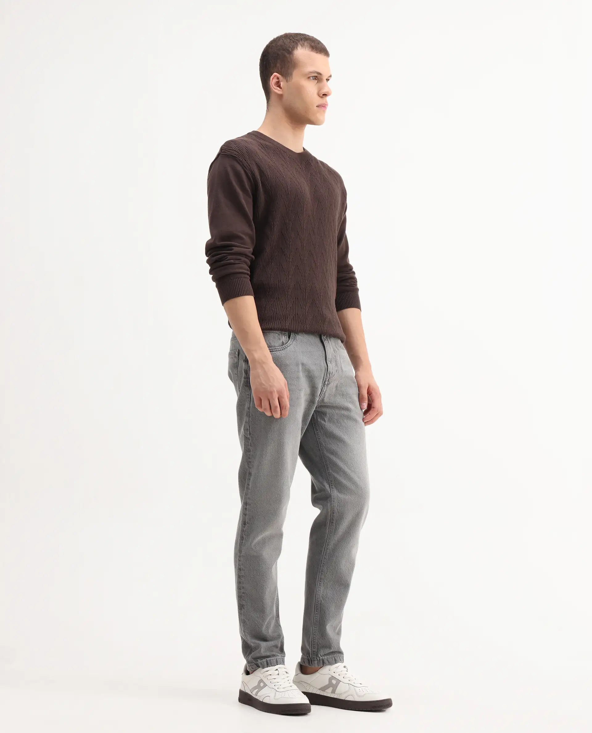 Rare Rabbit Mens Hades Grey Solid Mid Rise Mid Wash Regular Fit Jeans - Image 7