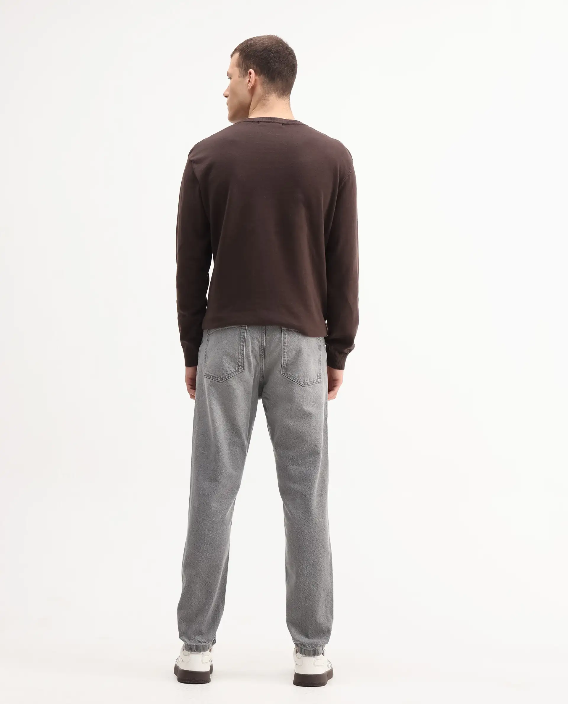 Rare Rabbit Mens Hades Grey Solid Mid Rise Mid Wash Regular Fit Jeans - Image 9