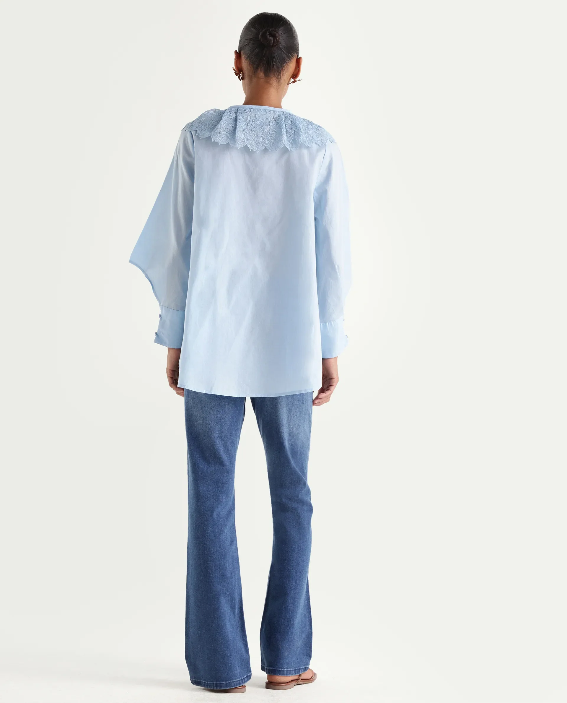 Rareism Women's Hadley Light Blue Cotton Blend Plain Ankle Length Bootcut Jeans - Image 7