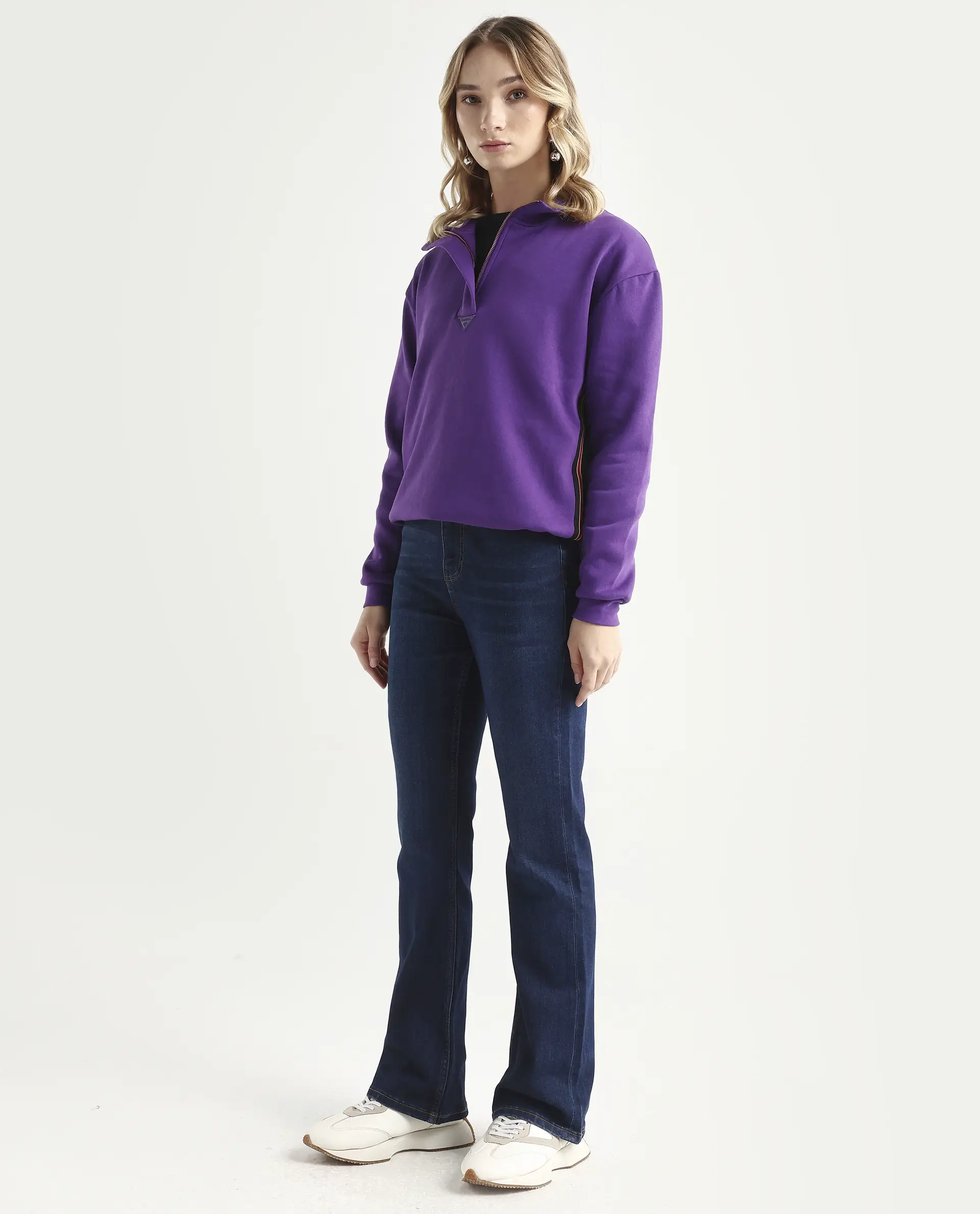 Rareism Women's Hadley Dark Blue Cotton Blend Plain Ankle Length Iconic Bootcut Jeans - Image 6