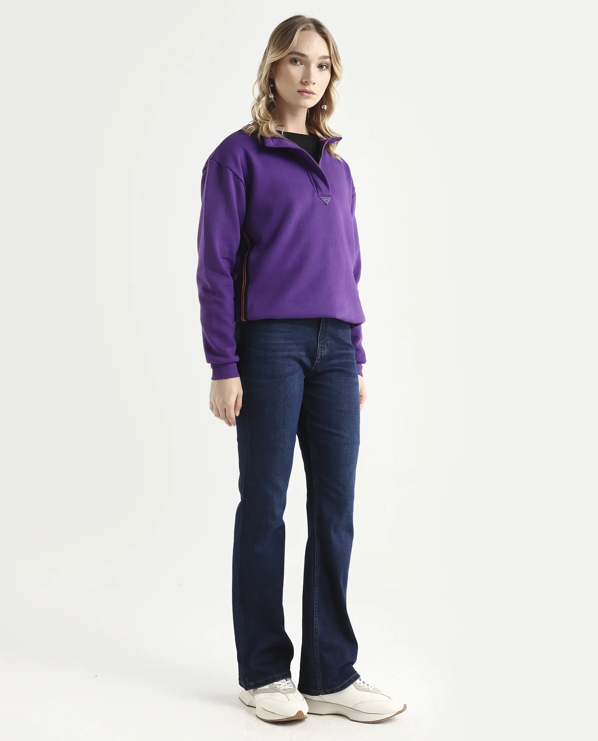 Rareism Women's Hadley Dark Blue Cotton Blend Plain Ankle Length Iconic Bootcut Jeans - Image 7