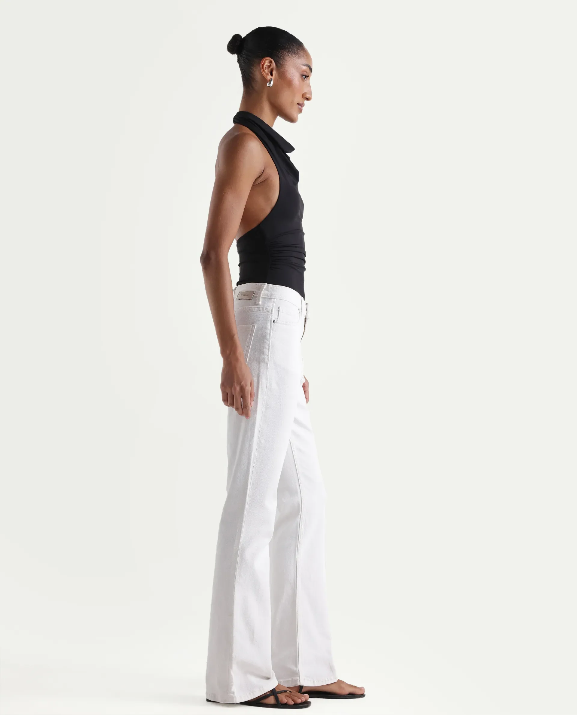 Rareism Women's Hadley White Cotton Blend Plain Ankle Length Iconic Bootcut Jeans - Image 6