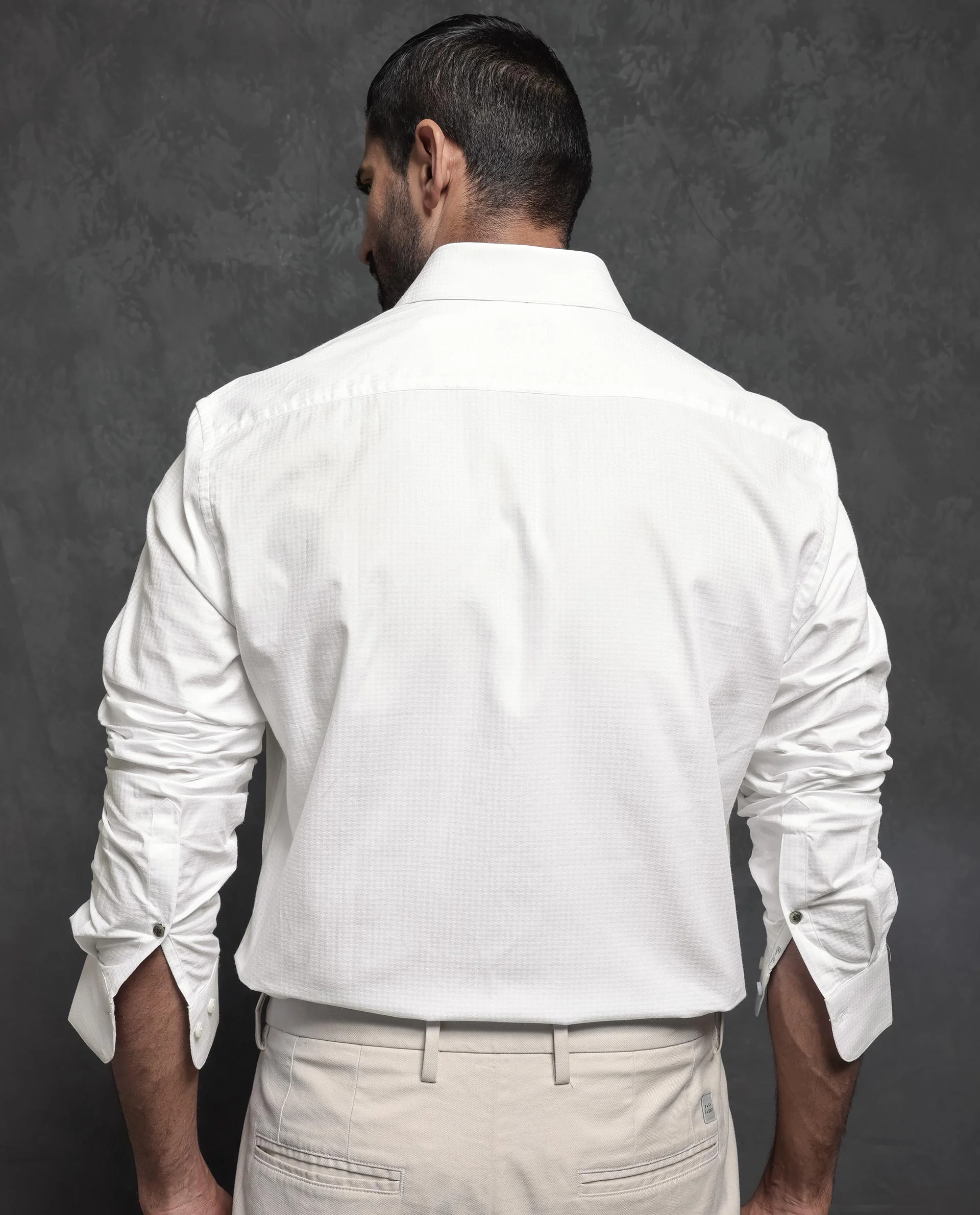 Rare Rabbit Men's Hadly White Cotton Plain Regular Fit Full Sleeve Collared Shirt - Image 8