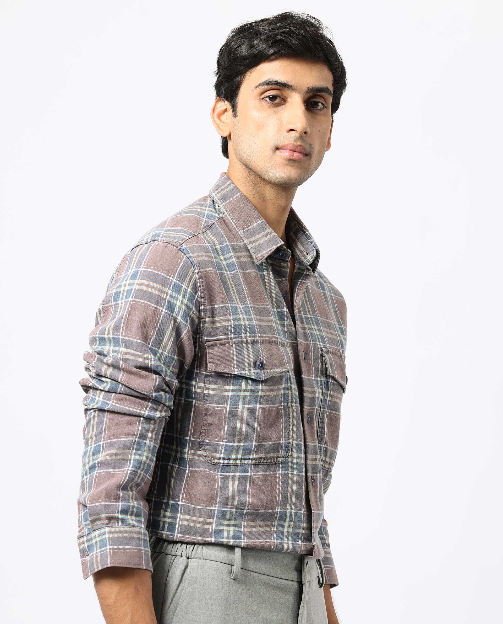 Rare Rabbit Men's Hadsten Dusky Pink Cotton Checked Print Regular Fit Full Sleeve Collared Shirt - Image 8