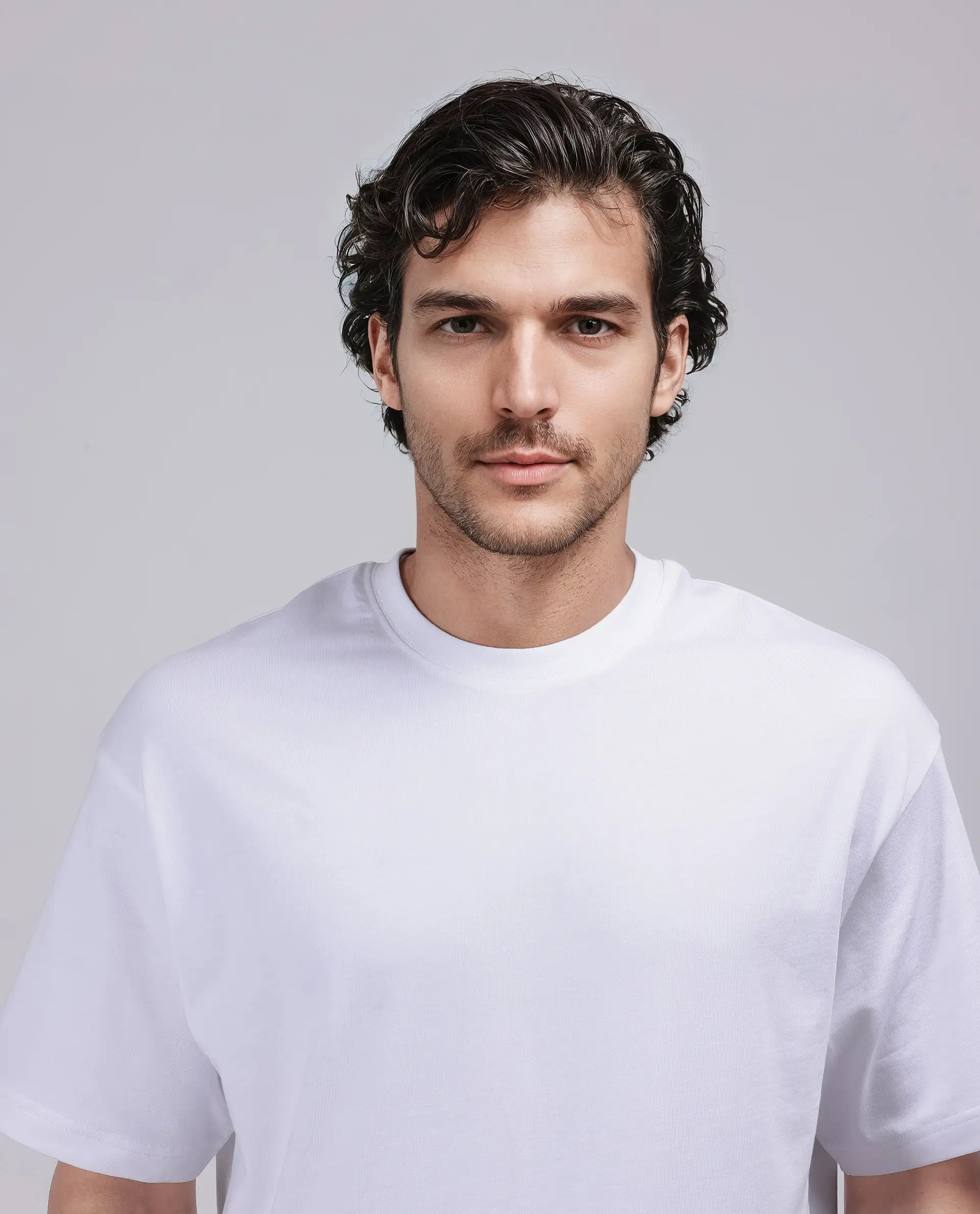Rare Rabbit Men's Haf White Cotton Blend Graphic Print Oversized Fit Half Sleeve Crew Neck T-Shirt - Image 8