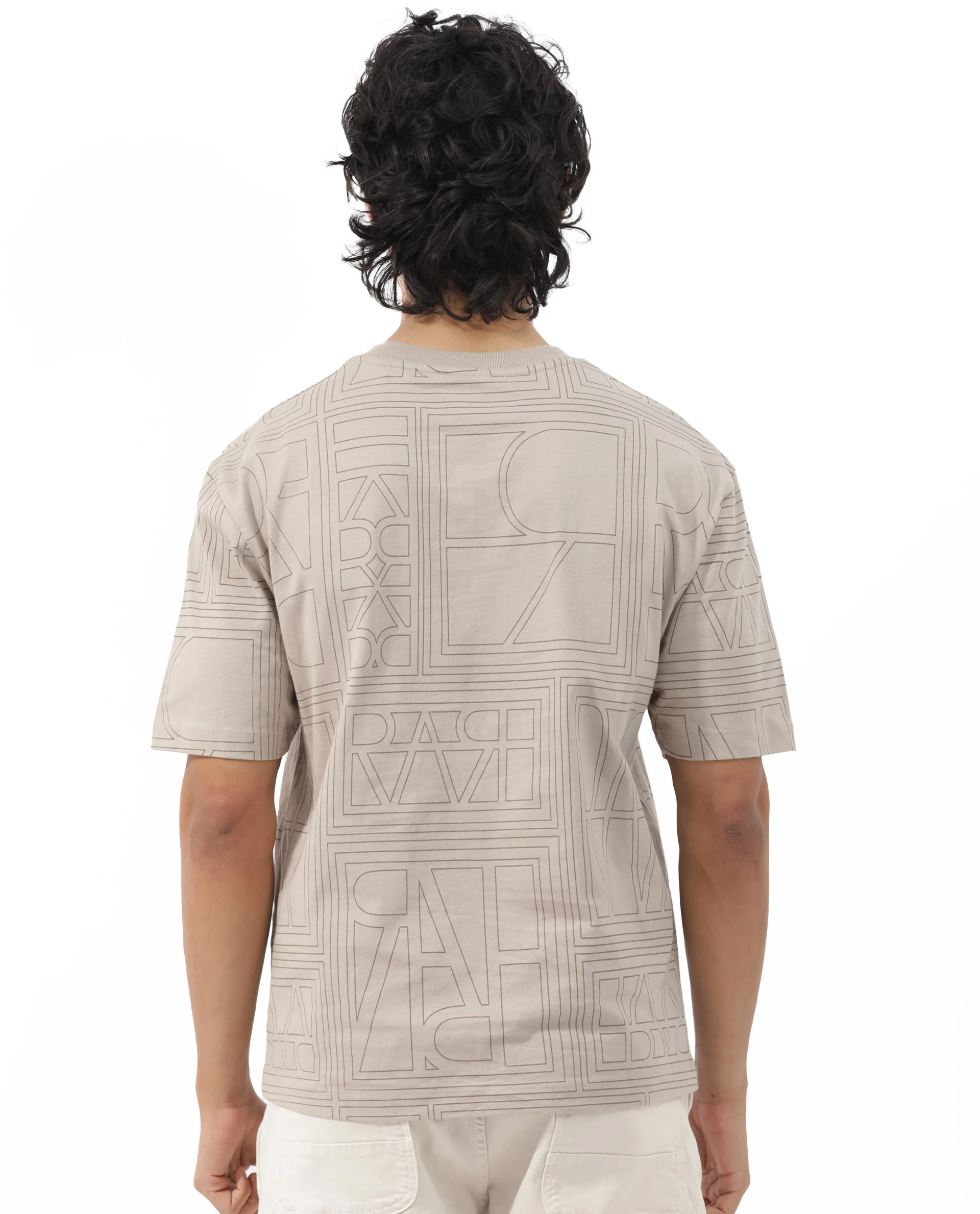 Rare Rabbit Articale Men's Hagrid Beige Cotton Polyester Fabric Crew Neck Oversized Fit Branded Graphic Print T-Shirt - Image 11