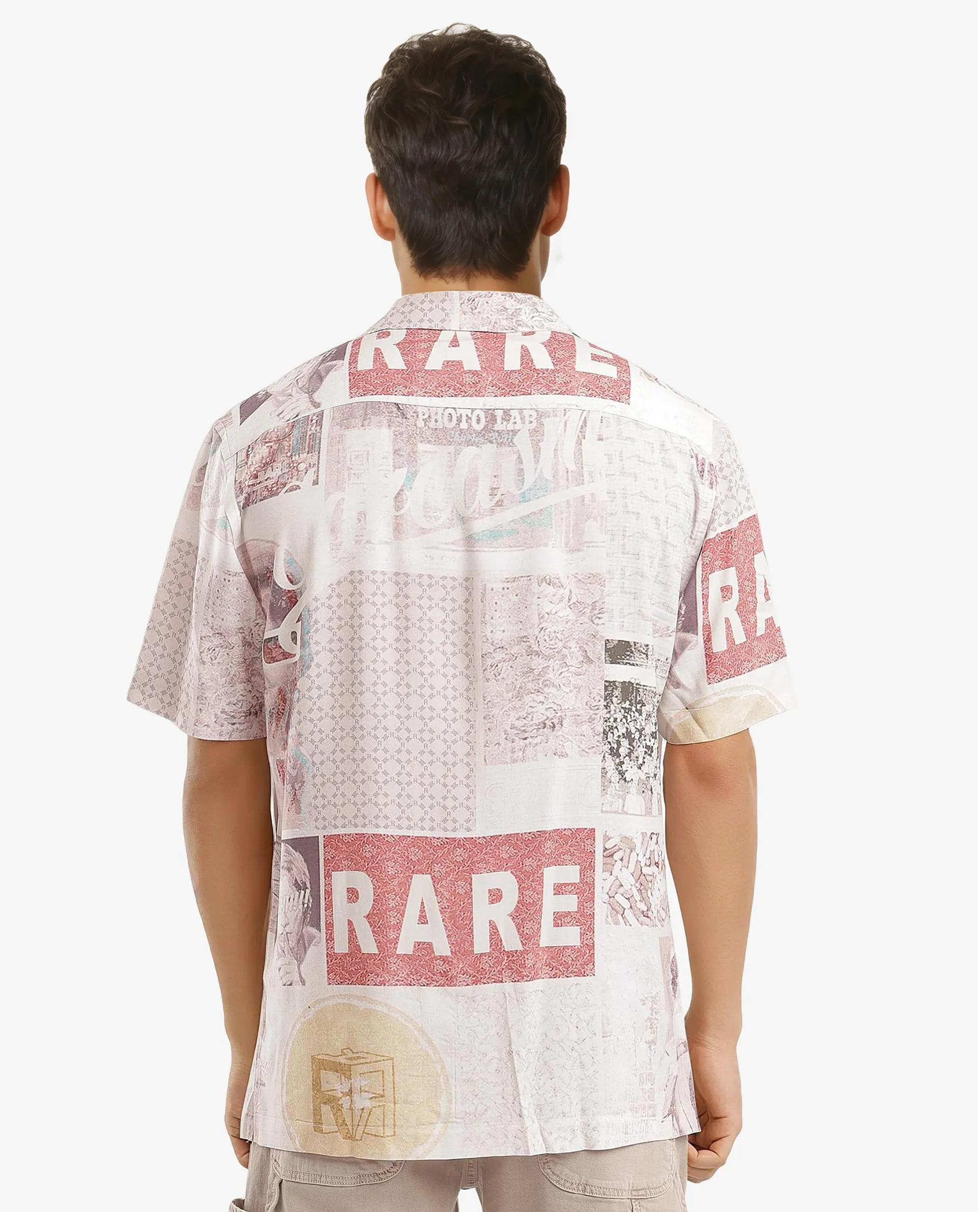 Rare Rabbit Men's Hague Beige Cotton Abstract Print Boxy Fit Half Sleeve Collared Shirt - Image 4