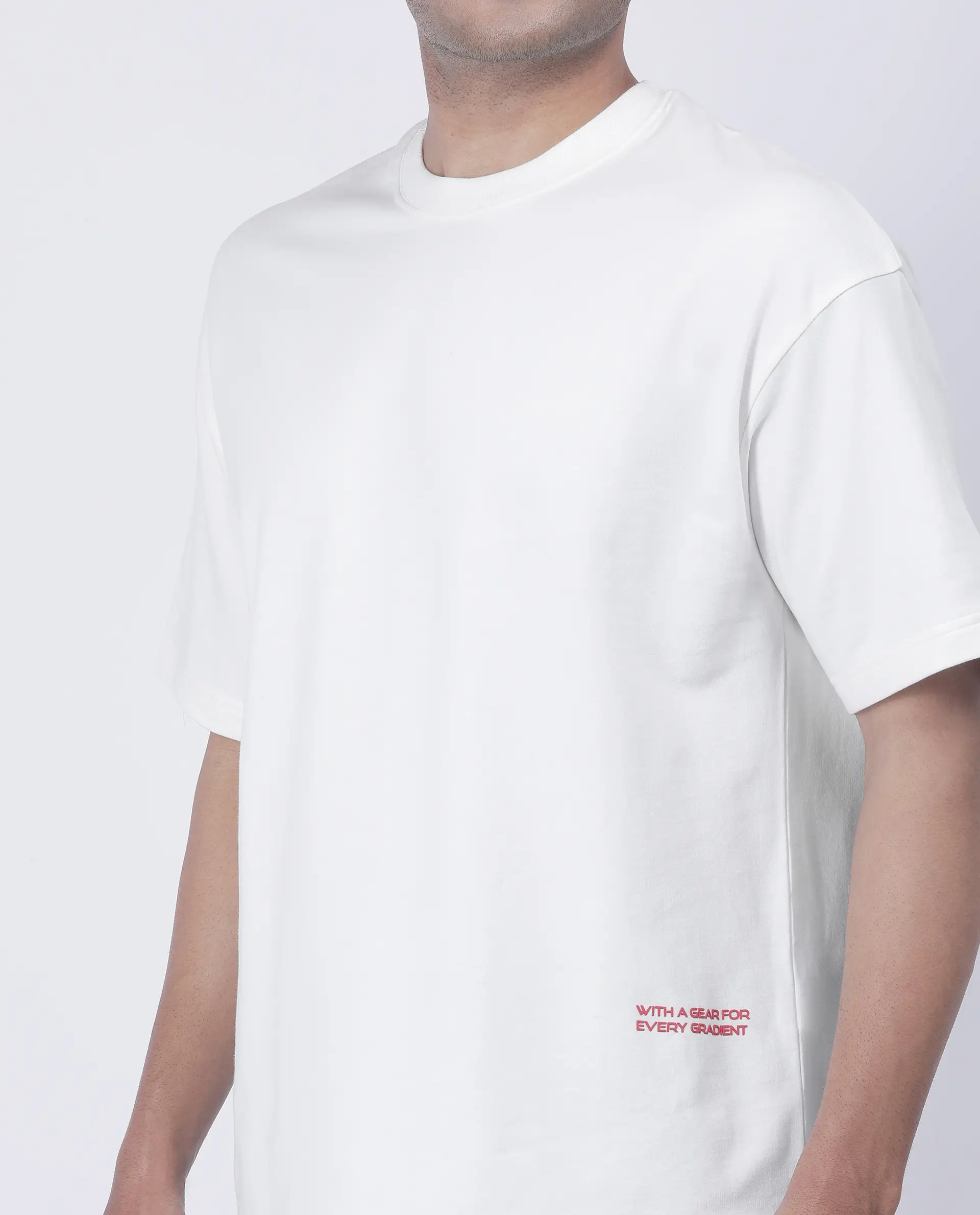 Rare Rabbit Men's Halen Off White Cotton Graphic Print Oversized Fit Half Sleeve Crew Neck T-Shirt - Image 5