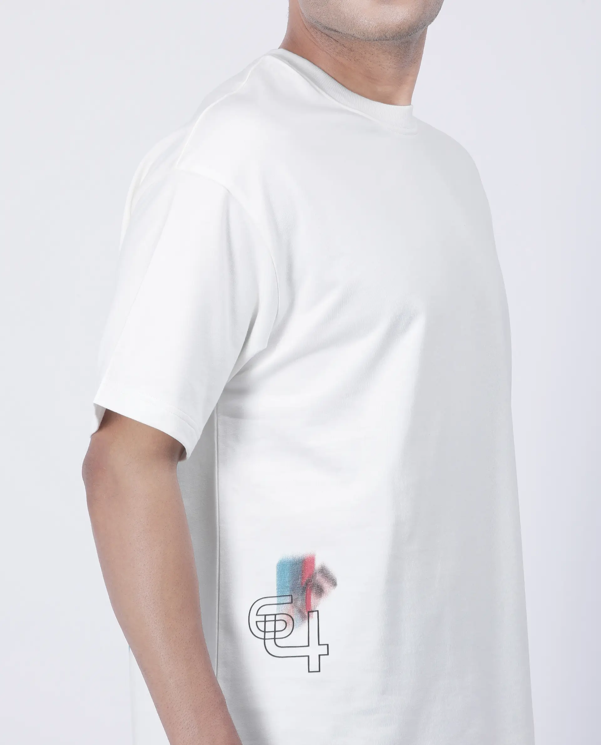 Rare Rabbit Men's Halen Off White Cotton Graphic Print Oversized Fit Half Sleeve Crew Neck T-Shirt - Image 9