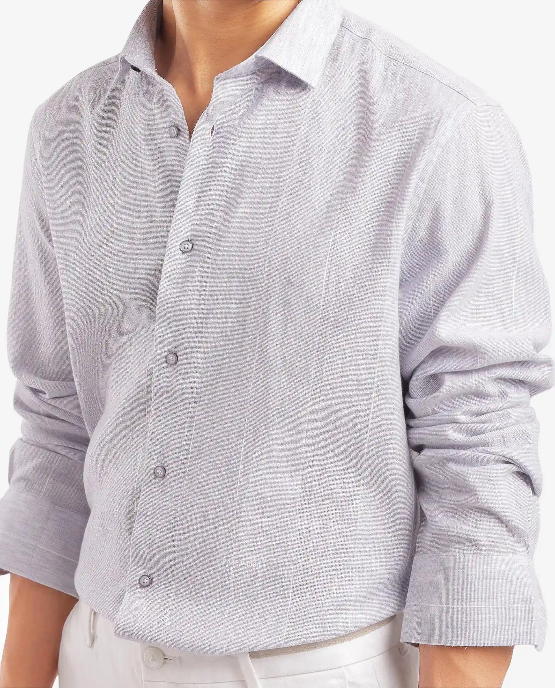 Rare Rabbit Men's Halk-1 Light Purple Cotton Blend Striped Print Regular Fit Full Sleeve Collared Shirt - Image 3
