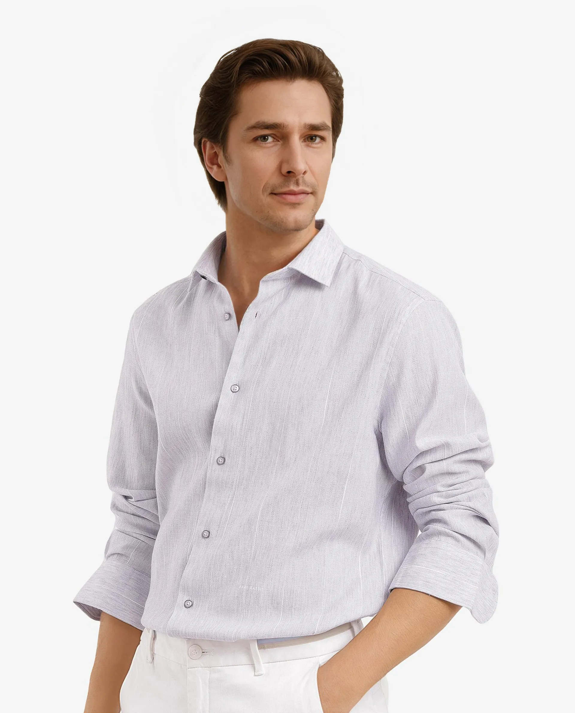 Rare Rabbit Men's Halk-1 Light Purple Cotton Blend Striped Print Regular Fit Full Sleeve Collared Shirt - Image 4