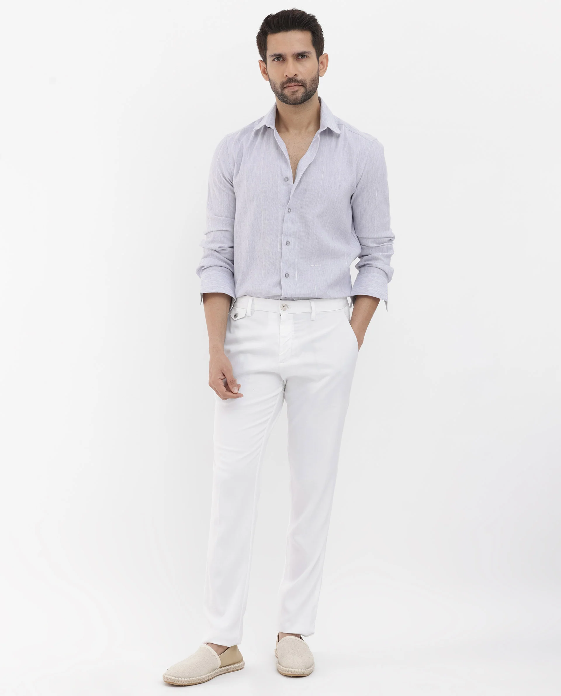 Rare Rabbit Men's Halk Light Purple Cotton Striped Print Regular Fit Full Sleeve Collared Shirt - Image 2