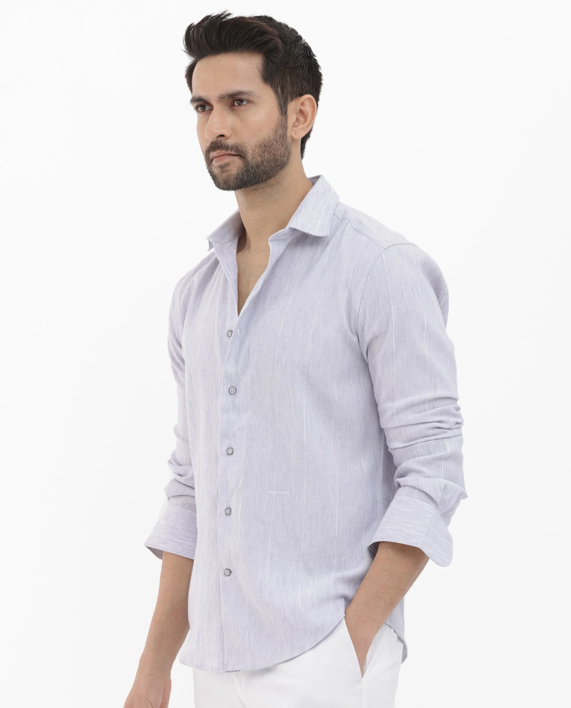 Rare Rabbit Men's Halk Light Purple Cotton Striped Print Regular Fit Full Sleeve Collared Shirt - Image 3