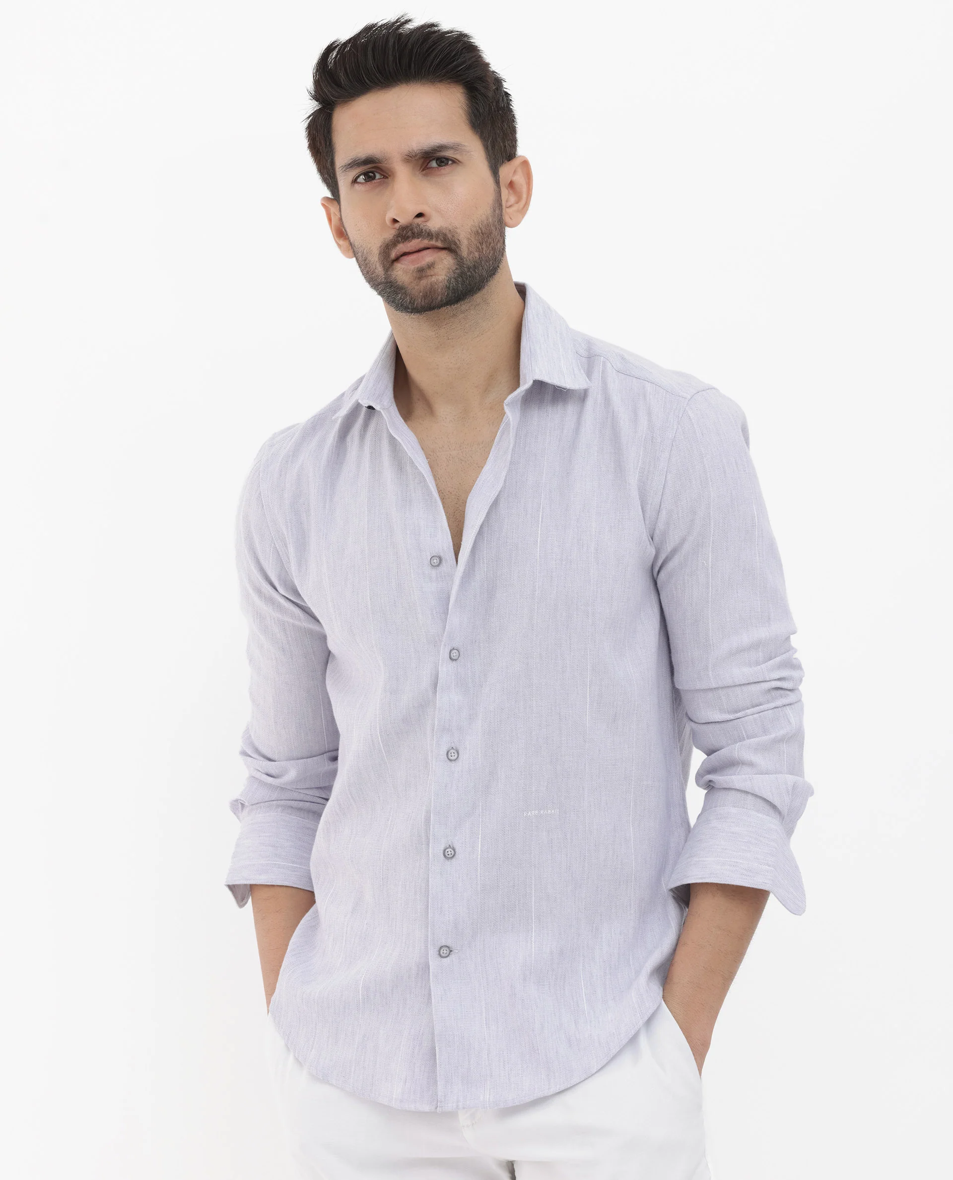 Rare Rabbit Men's Halk Light Purple Cotton Striped Print Regular Fit Full Sleeve Collared Shirt - Image 6