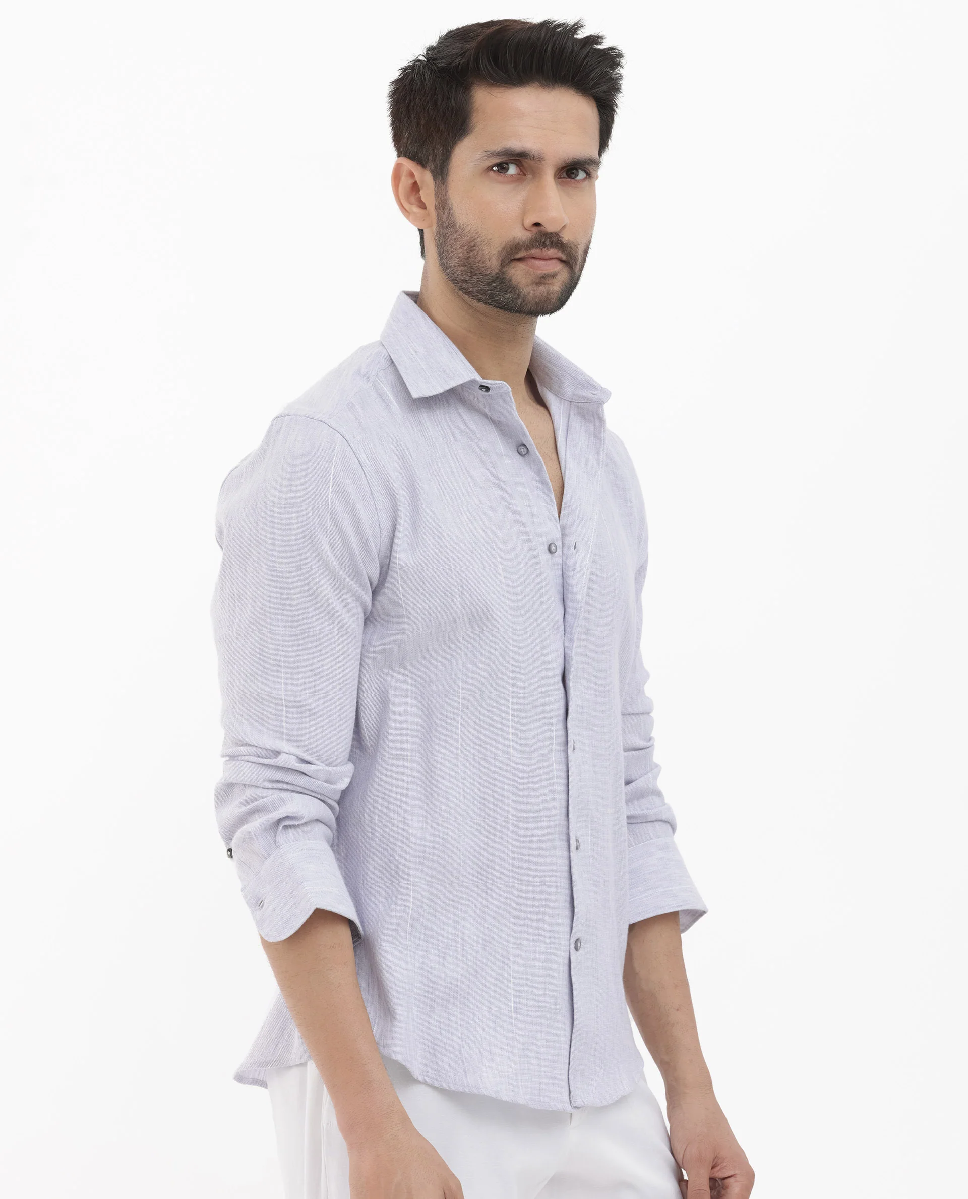 Rare Rabbit Men's Halk Light Purple Cotton Striped Print Regular Fit Full Sleeve Collared Shirt - Image 7