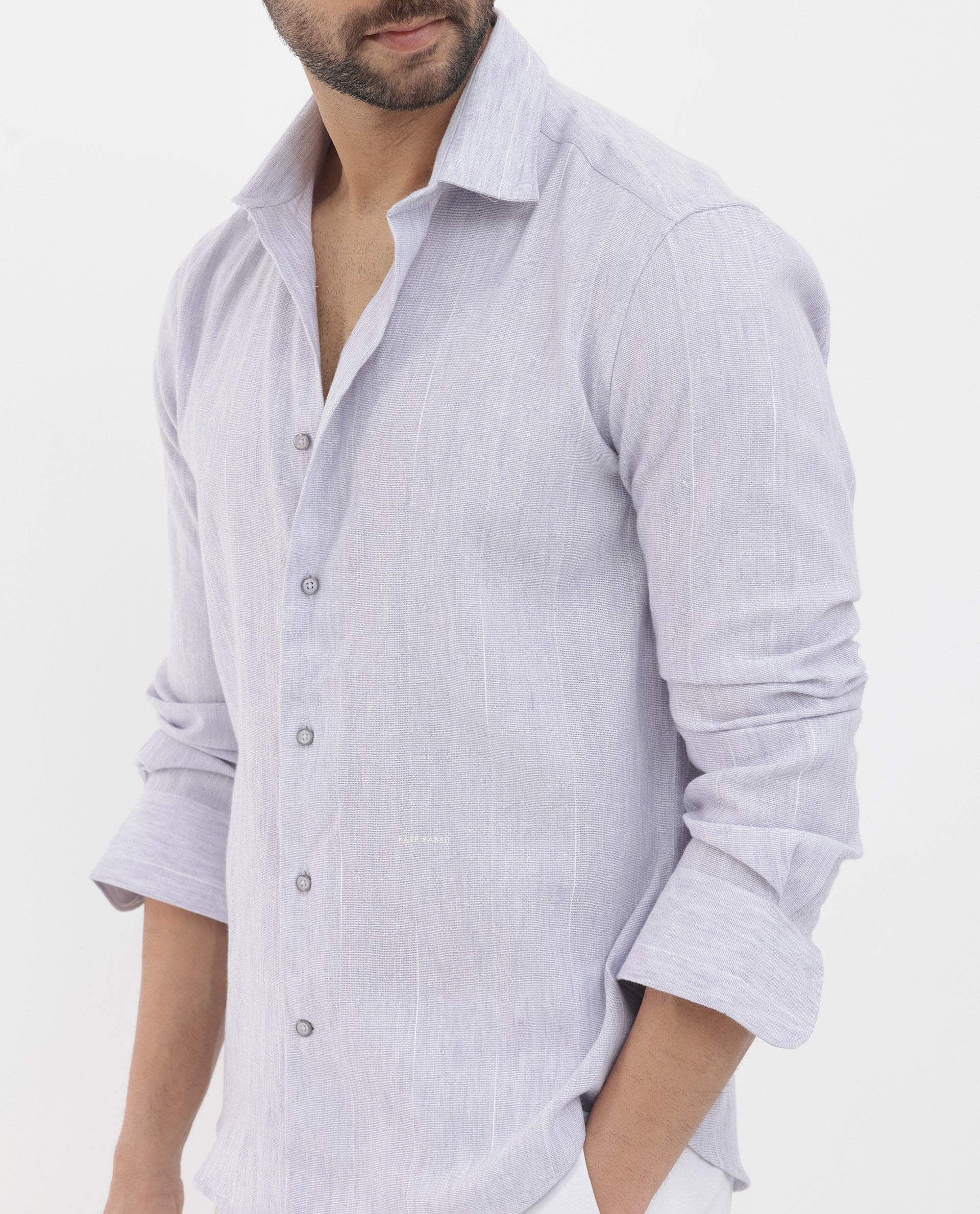 Rare Rabbit Men's Halk Light Purple Cotton Striped Print Regular Fit Full Sleeve Collared Shirt - Image 8