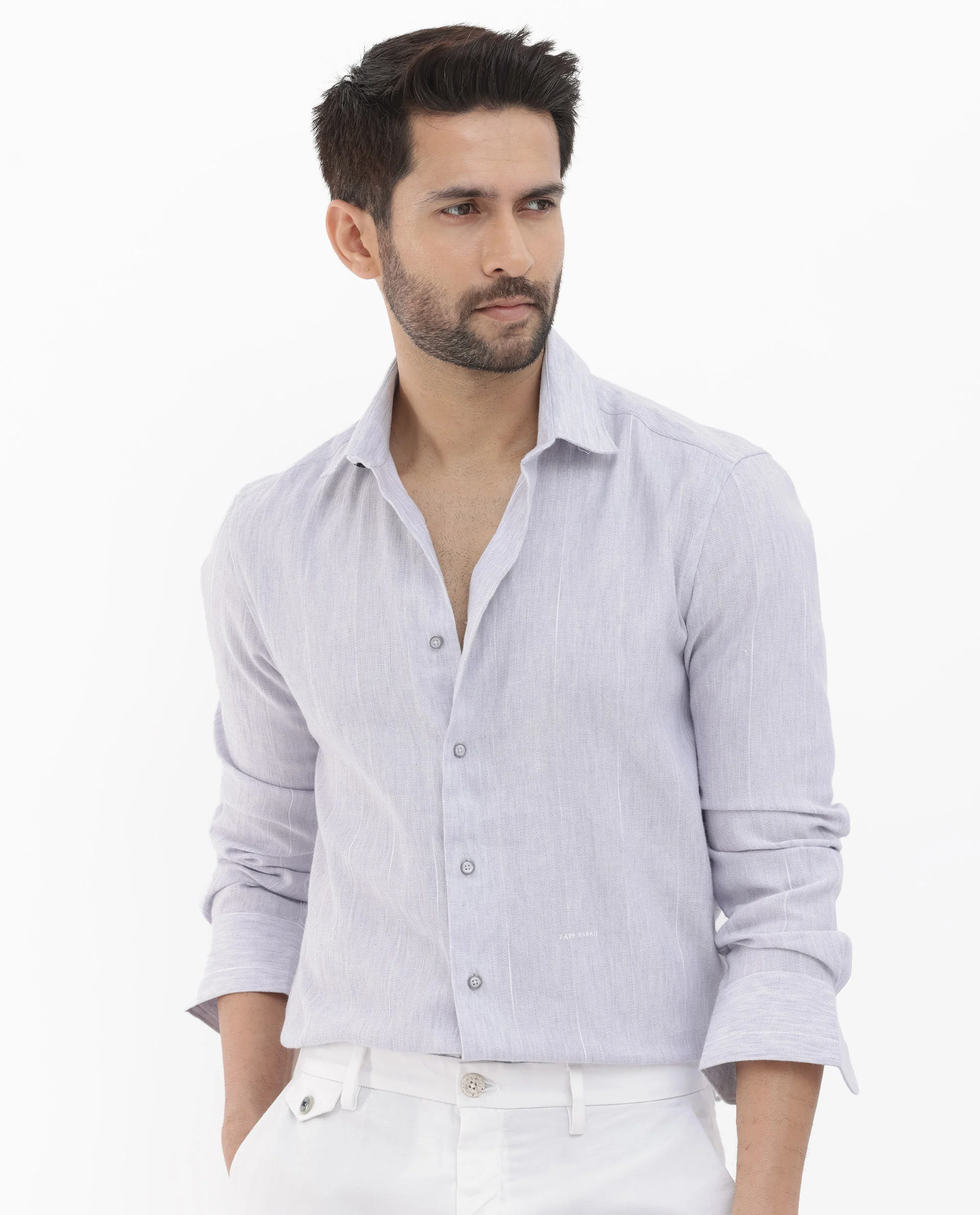 Rare Rabbit Men's Halk Light Purple Cotton Striped Print Regular Fit Full Sleeve Collared Shirt - Image 9