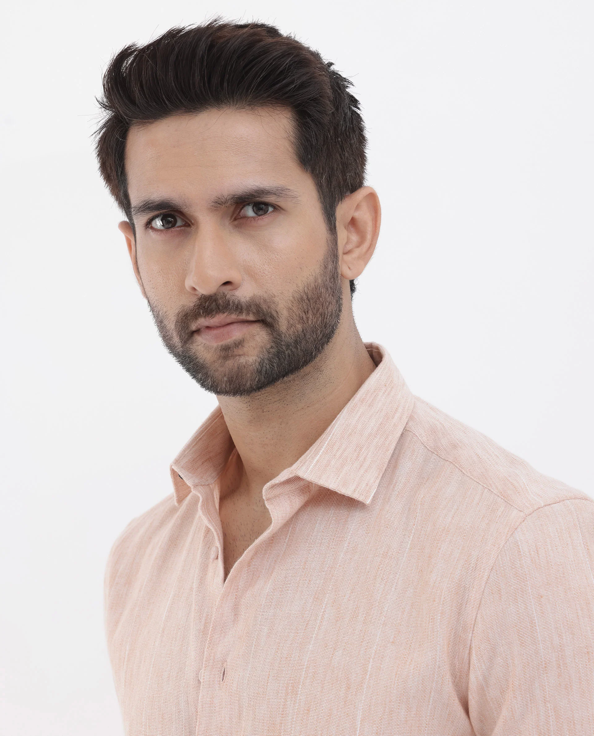 Rare Rabbit Men's Halk Peach Cotton Striped Print Regular Fit Full Sleeve Collared Shirt - Image 6