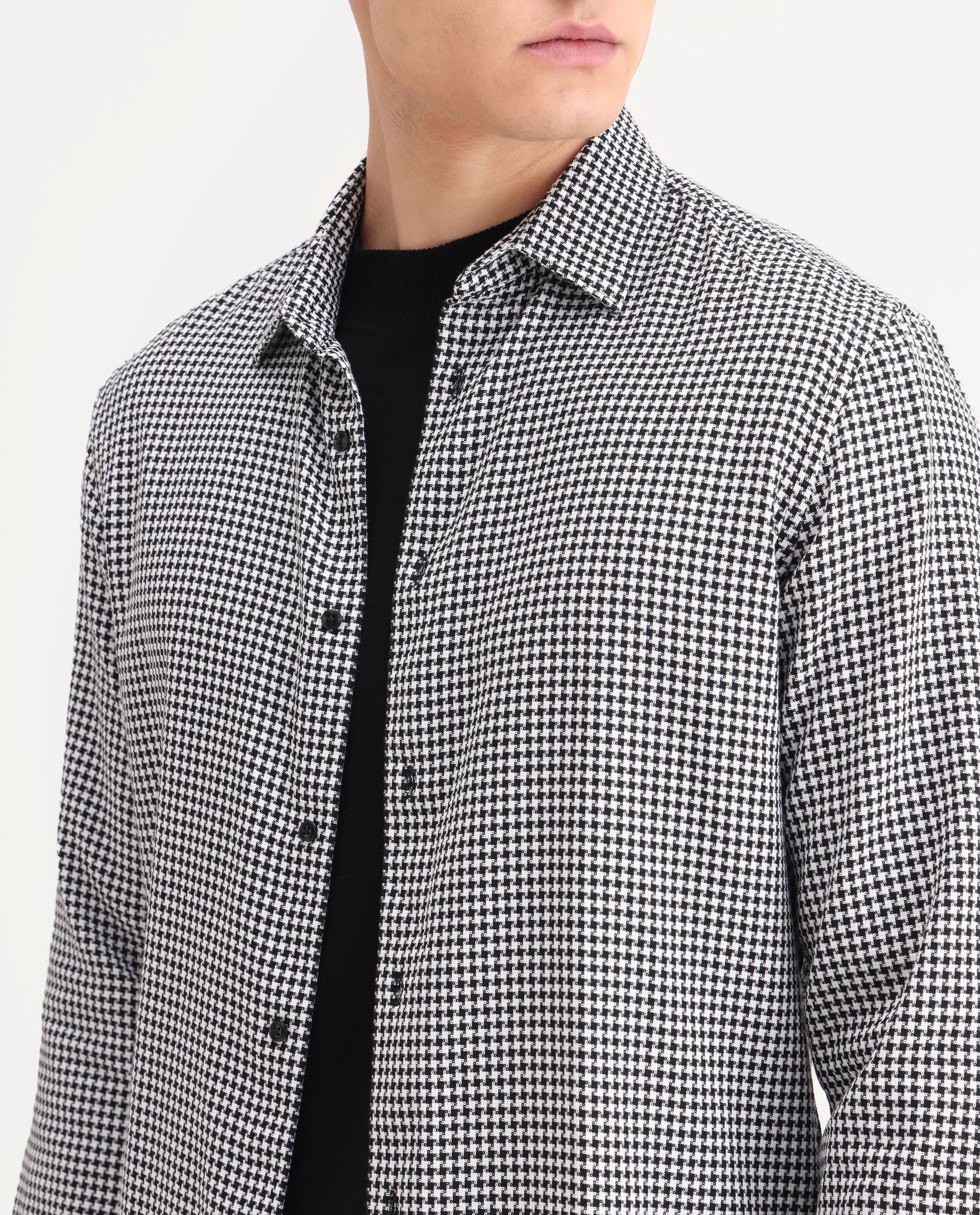 Rare Rabbit Men's Hall Black Cotton Checked Print Regular Fit Full Sleeve Collared Shirt - Image 3