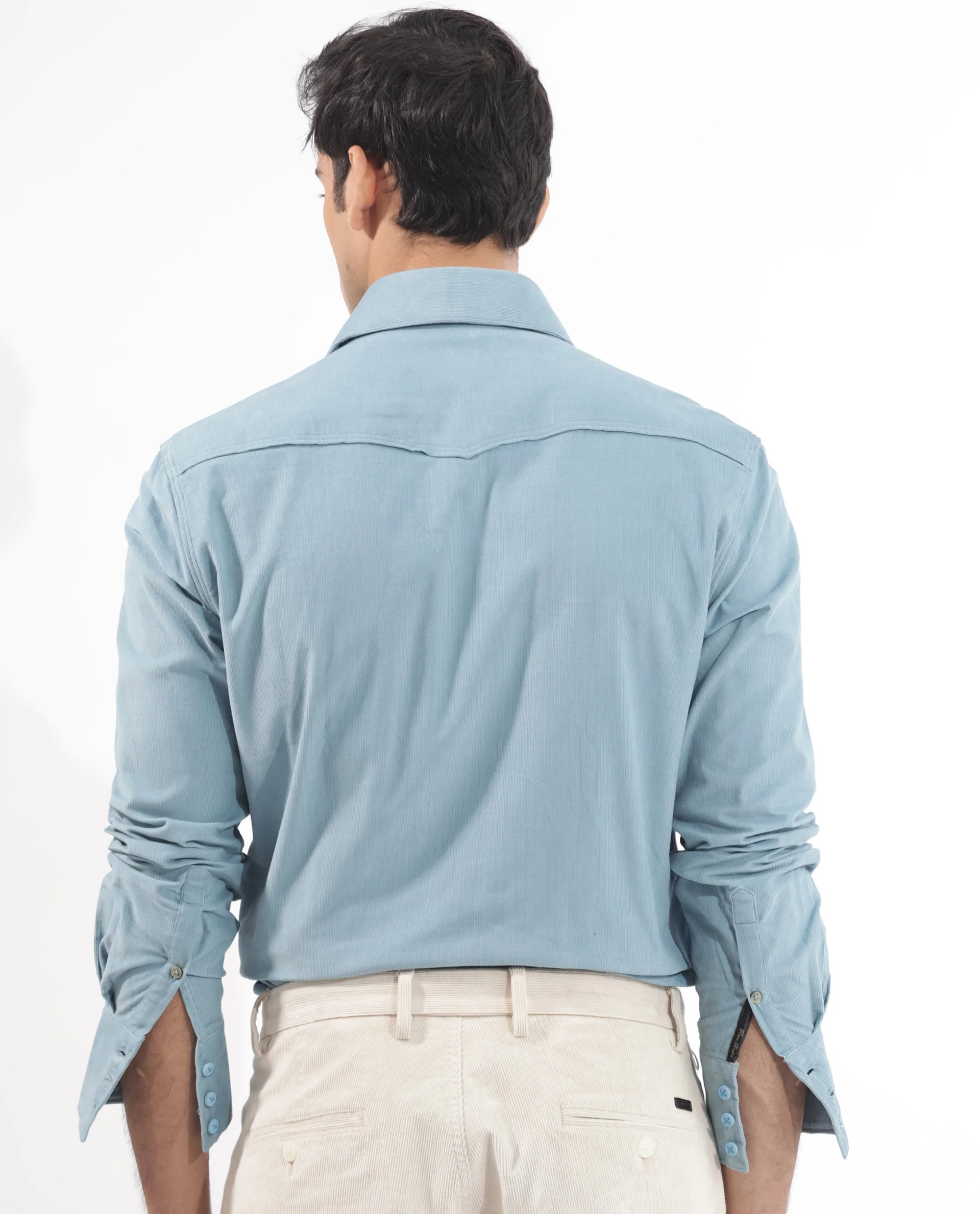 Rare Rabbit Men's Halle Dusky Blue Cotton Plain Regular Fit Full Sleeve Collared Shirt - Image 8