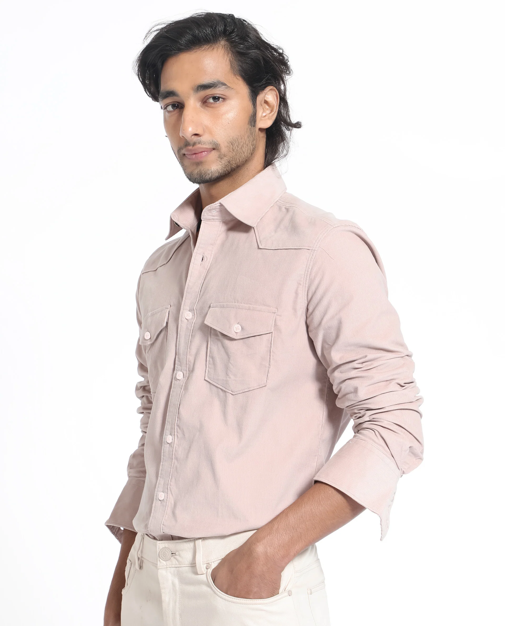 Rare Rabbit Men's Halle Dusky Peach Cotton Plain Regular Fit Full Sleeve Collared Shirt - Image 10