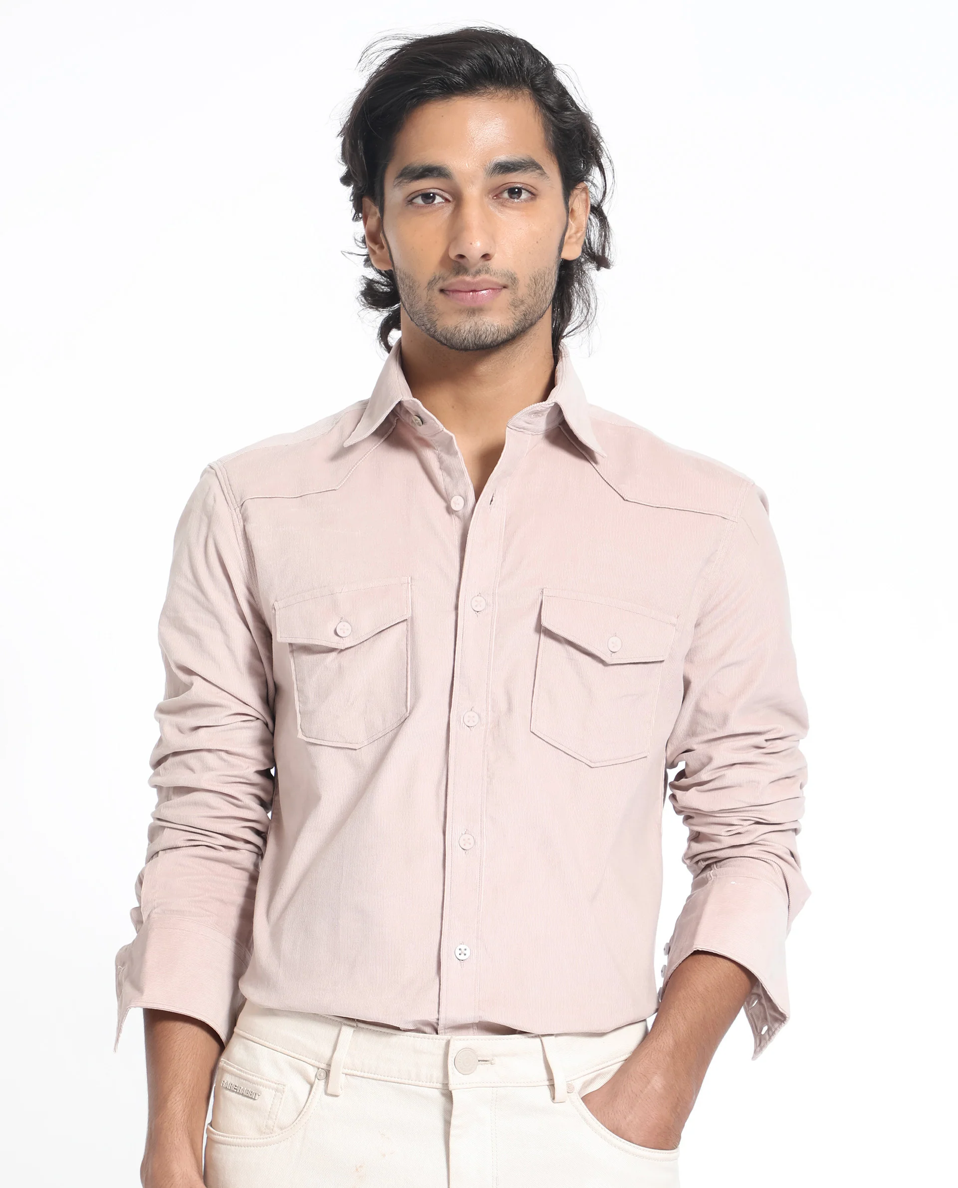 Rare Rabbit Men's Halle Dusky Peach Cotton Plain Regular Fit Full Sleeve Collared Shirt - Image 11