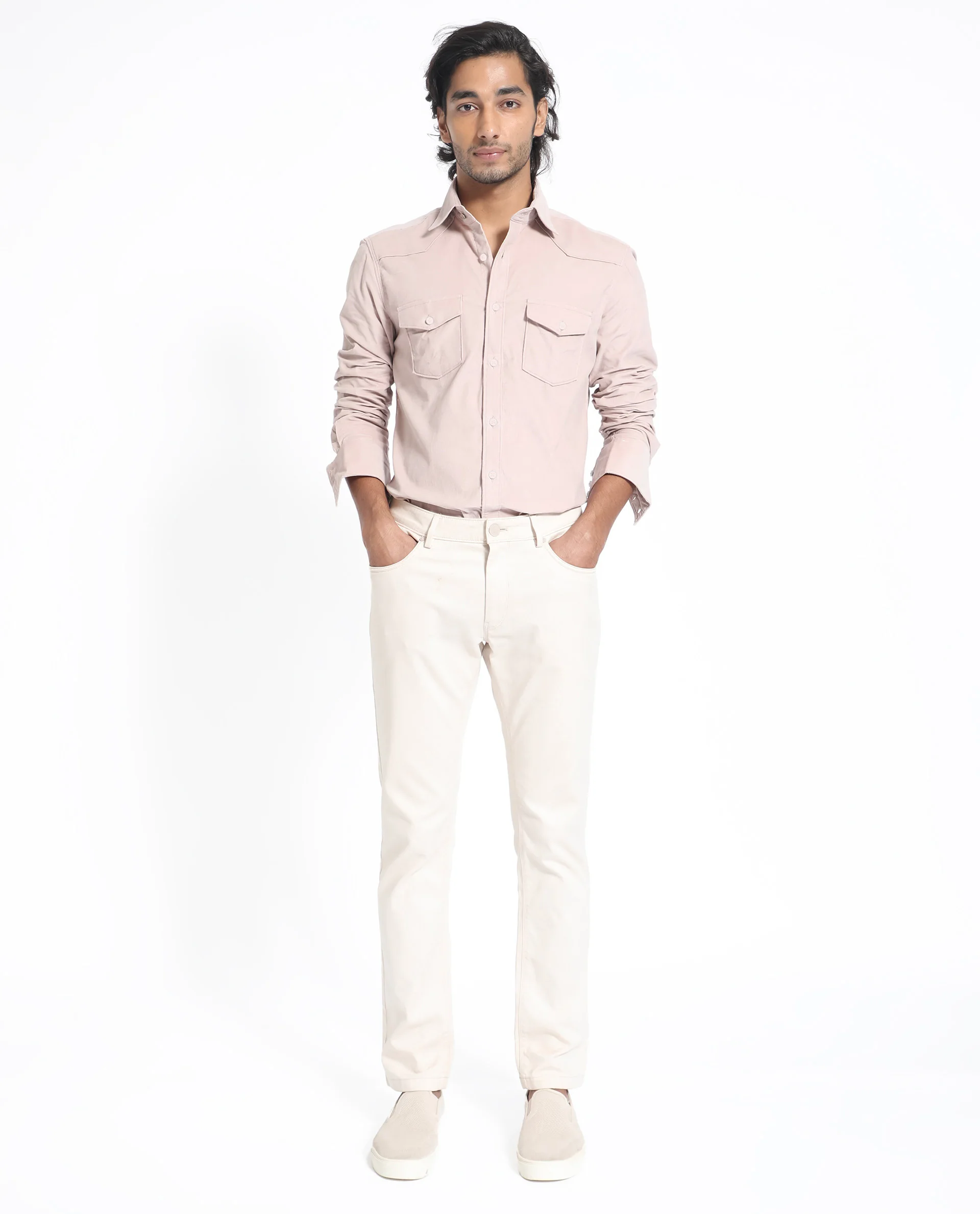 Rare Rabbit Men's Halle Dusky Peach Cotton Plain Regular Fit Full Sleeve Collared Shirt - Image 13