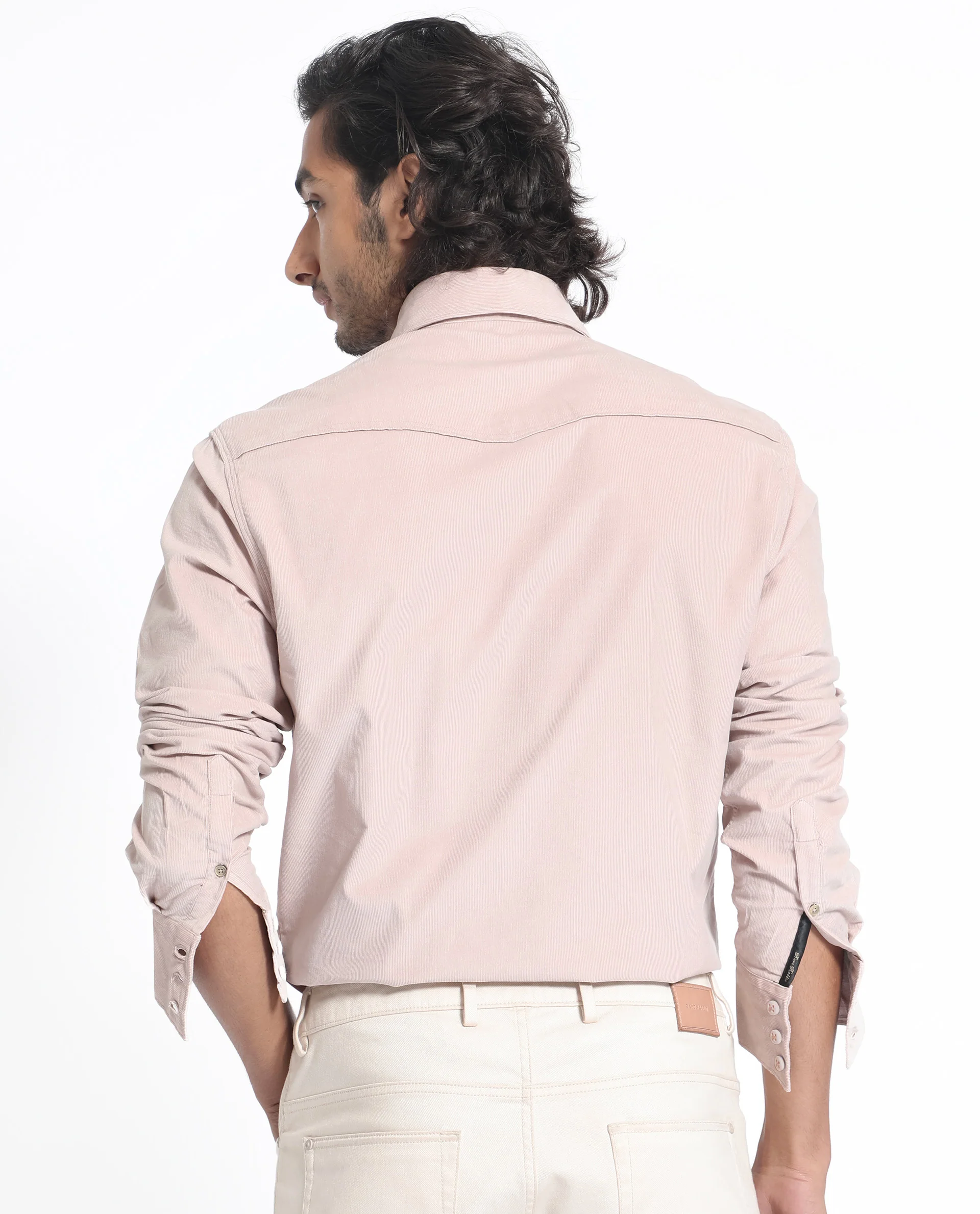 Rare Rabbit Men's Halle Dusky Peach Cotton Plain Regular Fit Full Sleeve Collared Shirt - Image 6