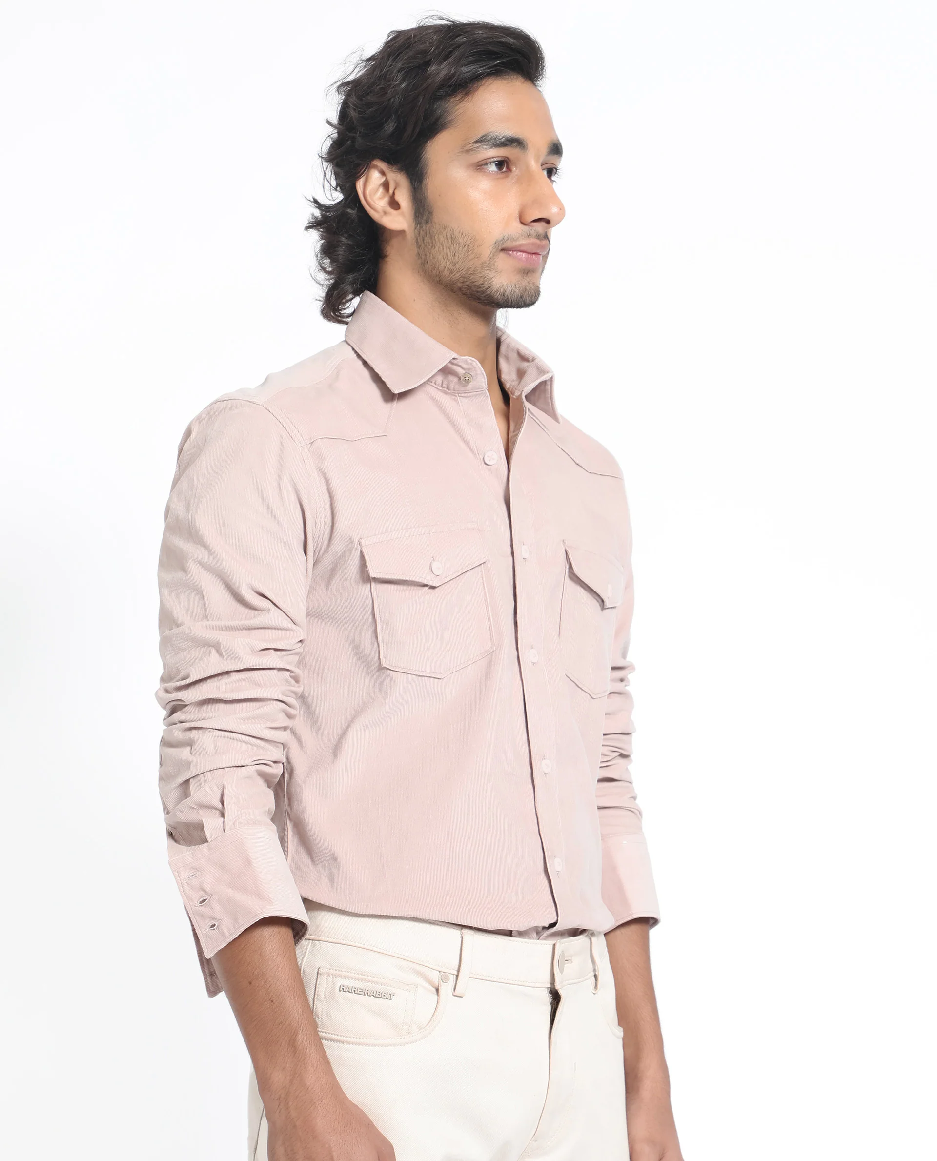 Rare Rabbit Men's Halle Dusky Peach Cotton Plain Regular Fit Full Sleeve Collared Shirt - Image 7