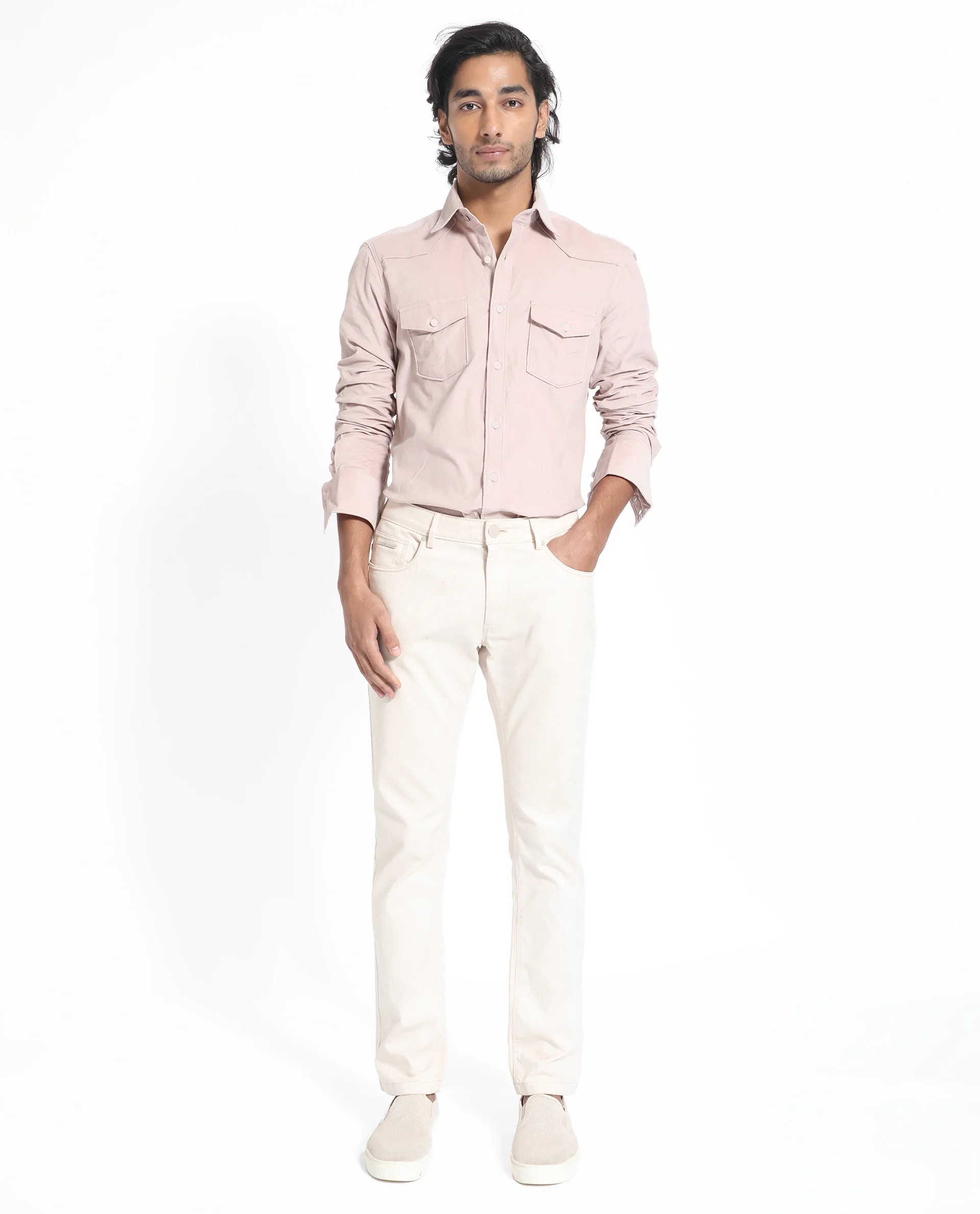 Rare Rabbit Men's Halle Dusky Peach Cotton Plain Regular Fit Full Sleeve Collared Shirt - Image 8