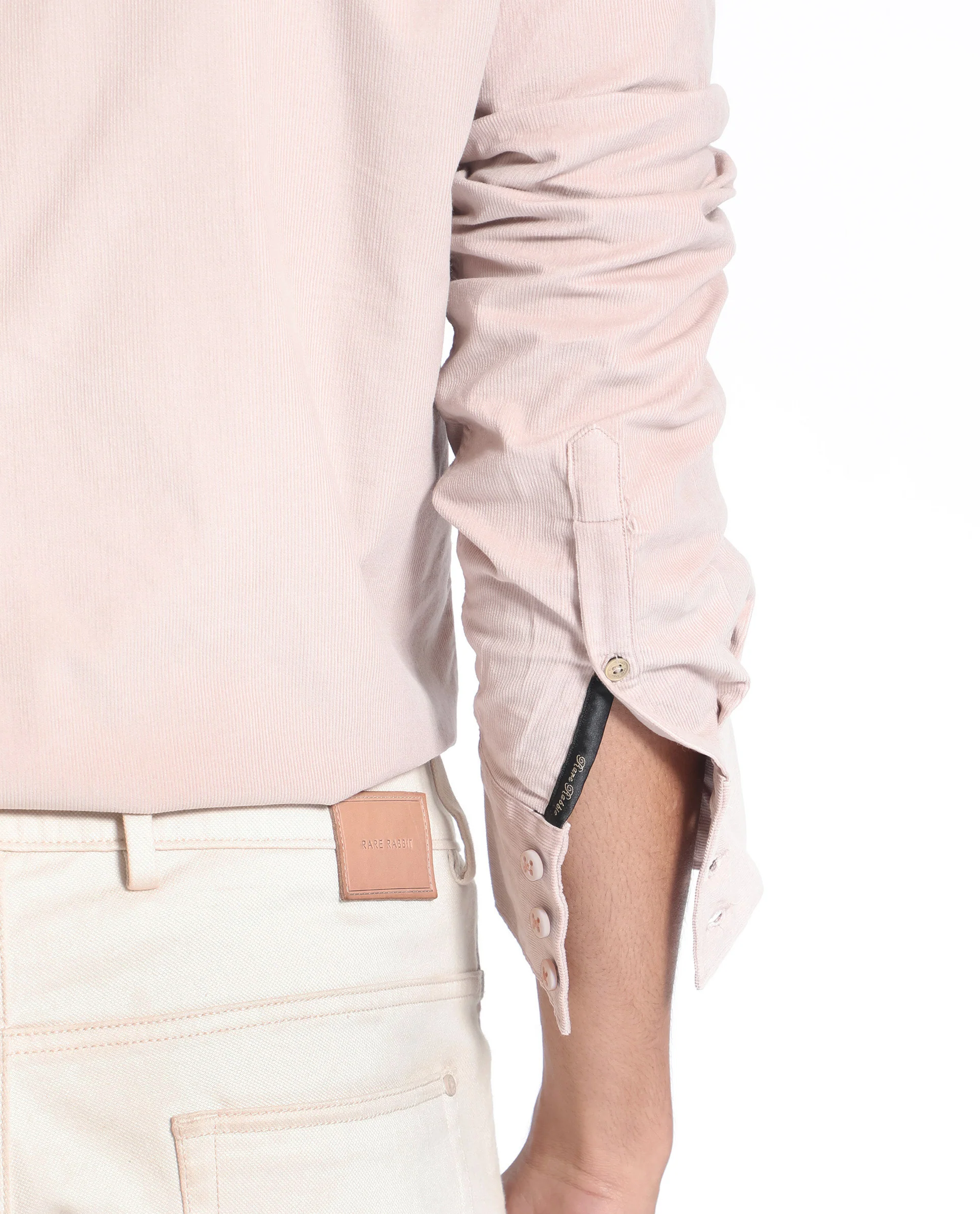 Rare Rabbit Men's Halle Dusky Peach Cotton Plain Regular Fit Full Sleeve Collared Shirt - Image 9