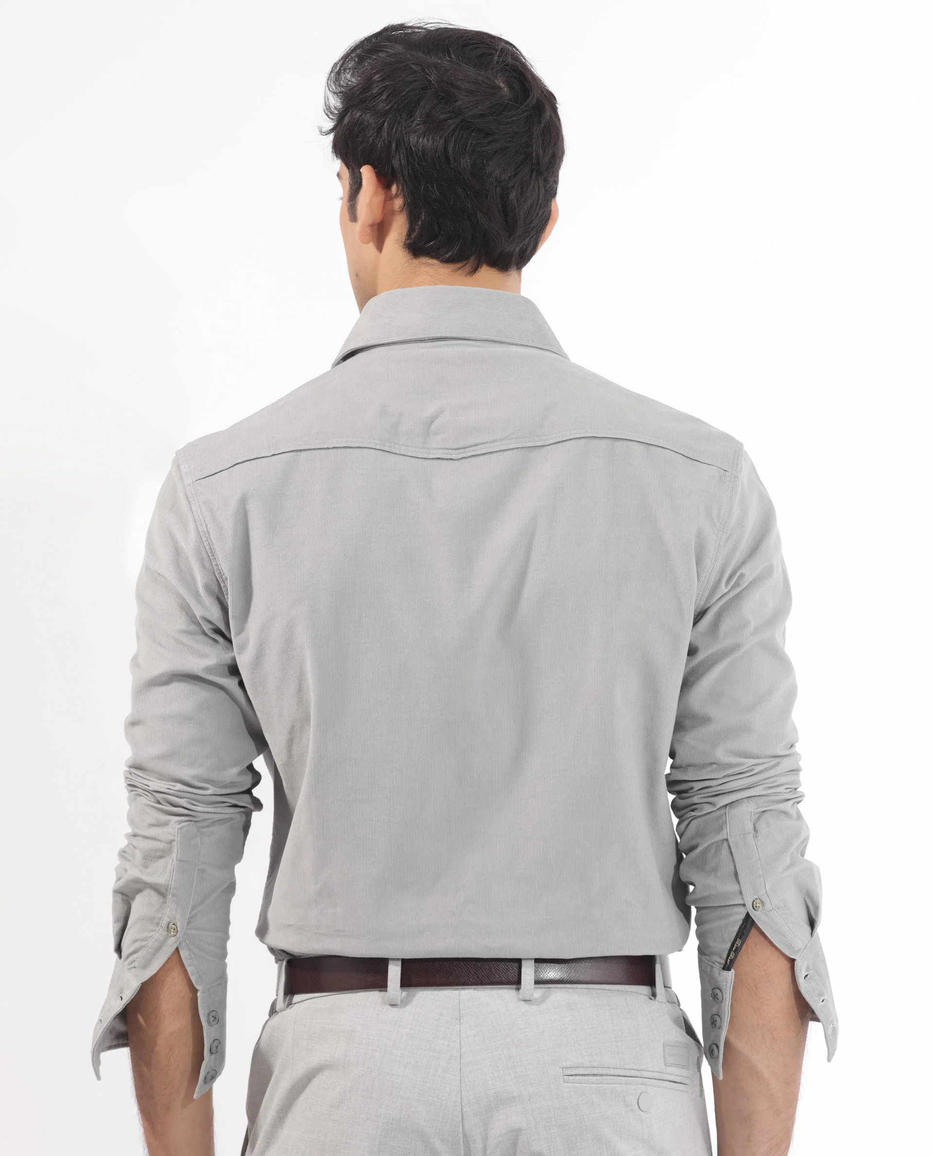 Rare Rabbit Men's Halle Grey Plain Regular Fit Full Sleeve Collared Shirt - Image 9