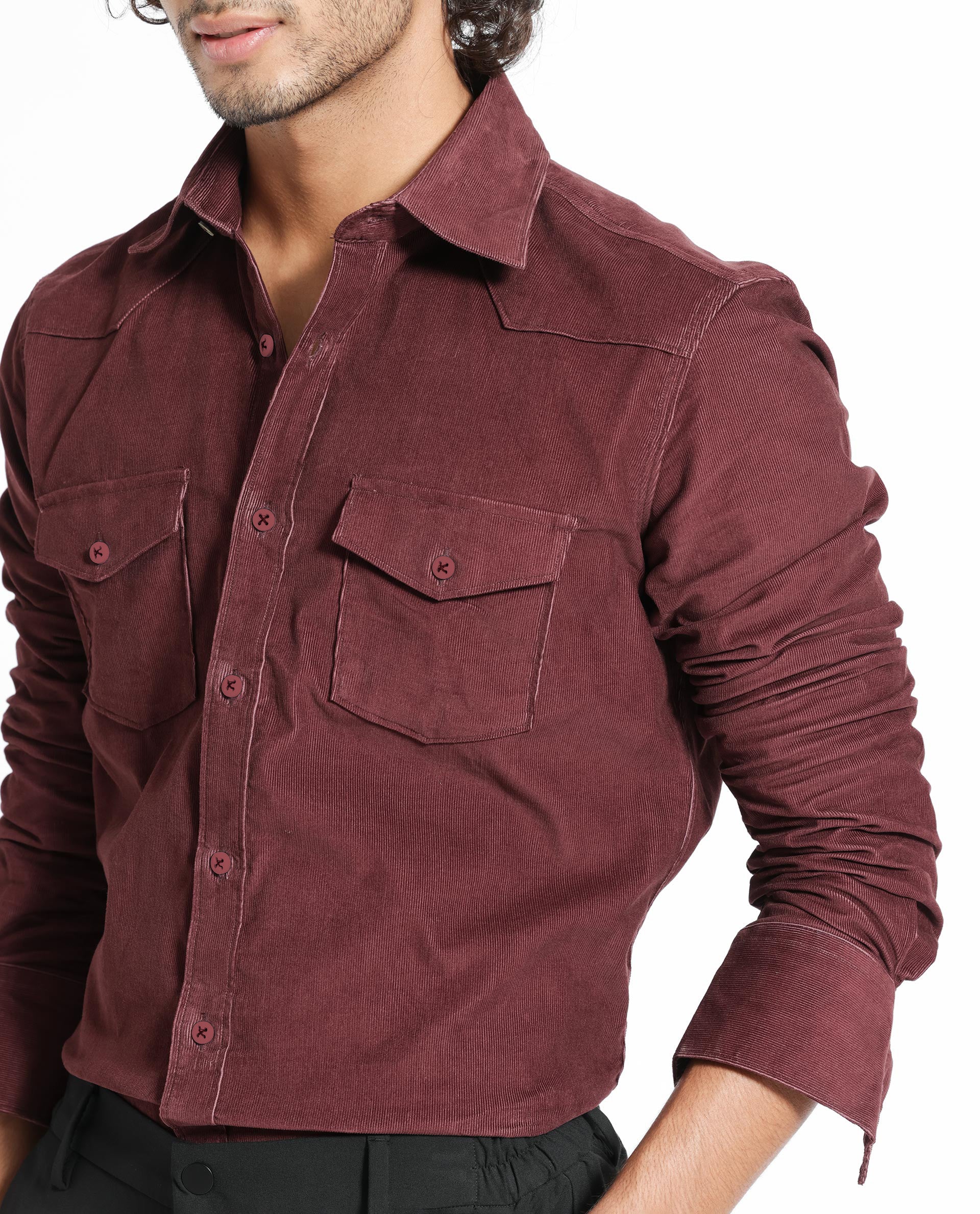 Rare Rabbit Men's Halle Maroon Plain Regular Fit Full Sleeve Collared Shirt - Image 11