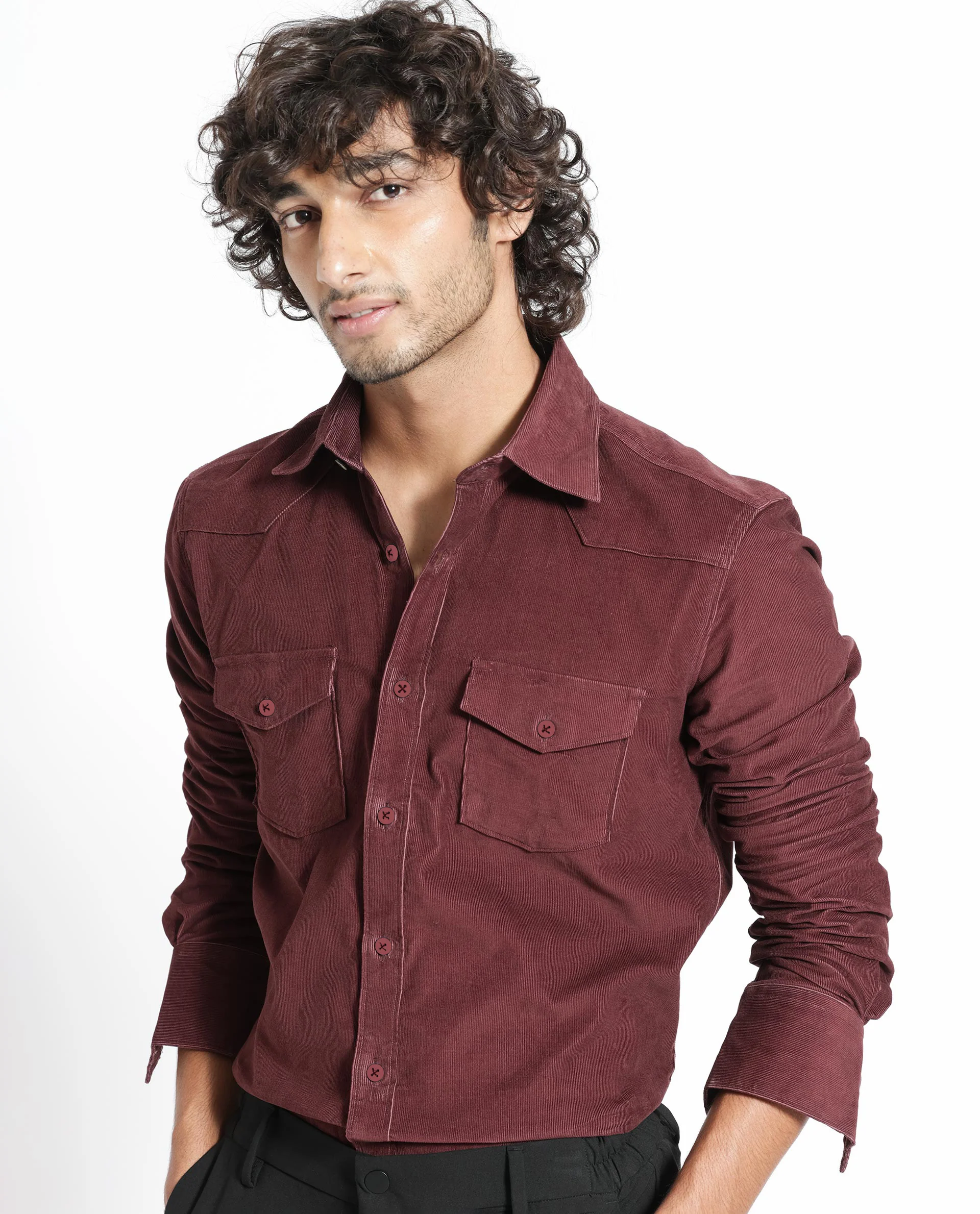 Rare Rabbit Men's Halle Maroon Plain Regular Fit Full Sleeve Collared Shirt - Image 12
