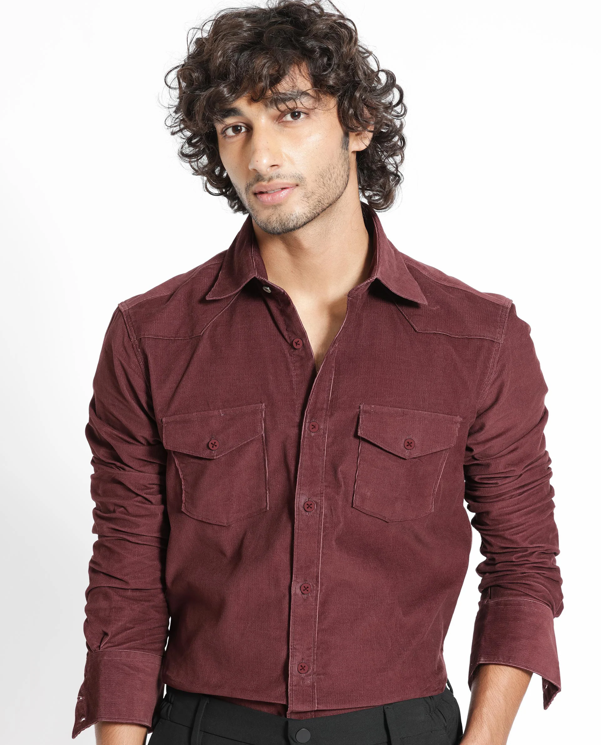 Rare Rabbit Men's Halle Maroon Plain Regular Fit Full Sleeve Collared Shirt - Image 14