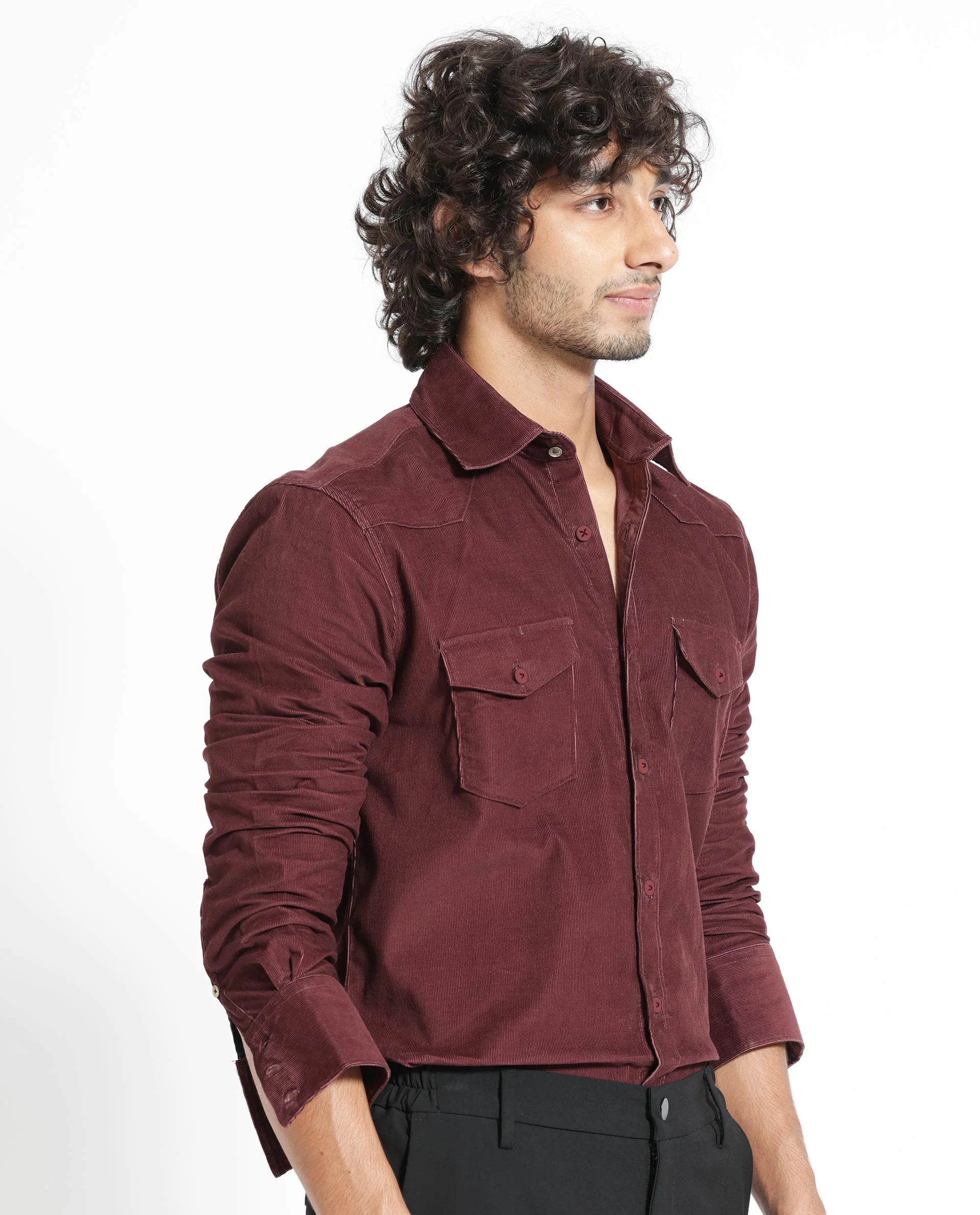 Rare Rabbit Men's Halle Maroon Plain Regular Fit Full Sleeve Collared Shirt - Image 6