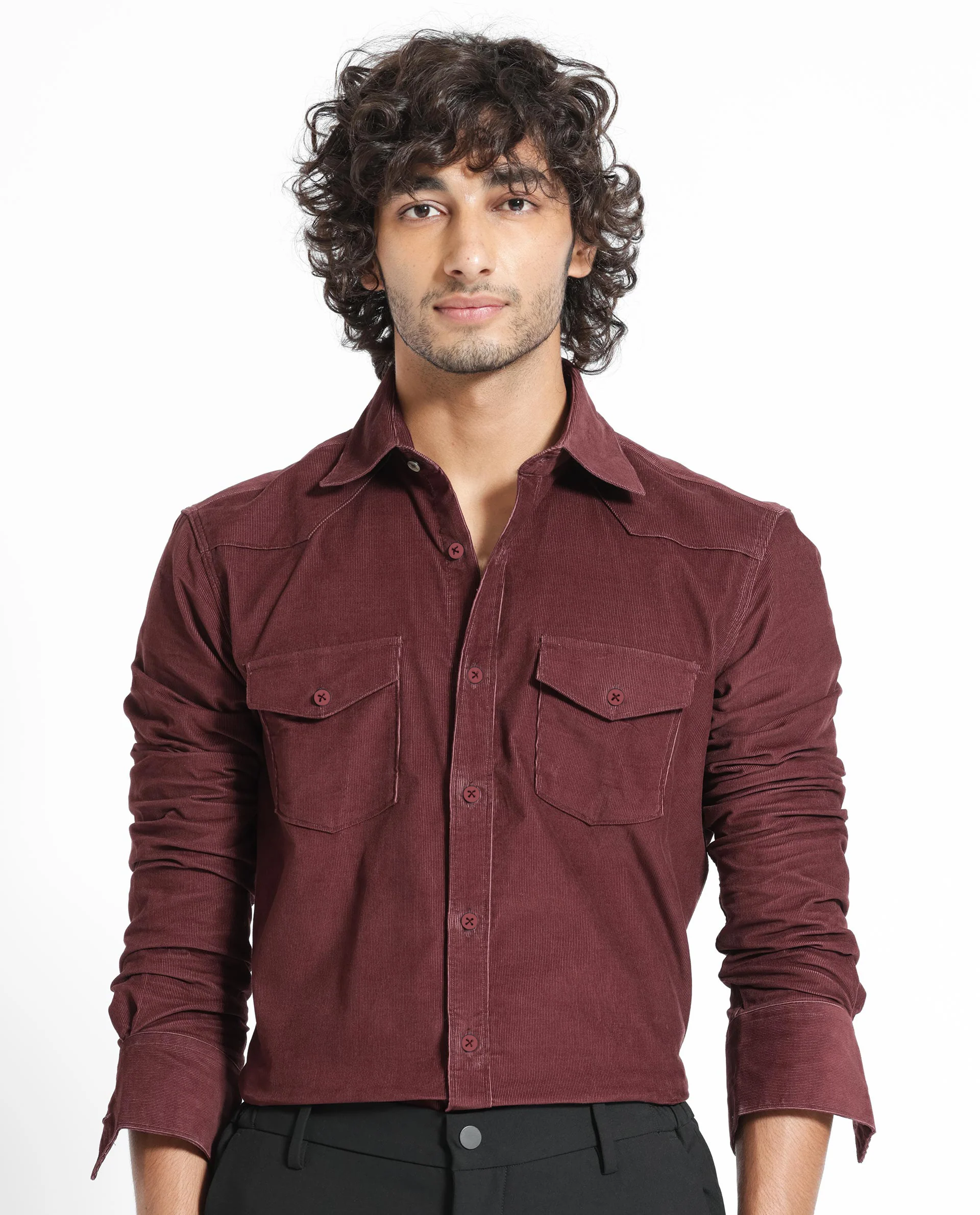 Rare Rabbit Men's Halle Maroon Plain Regular Fit Full Sleeve Collared Shirt - Image 7