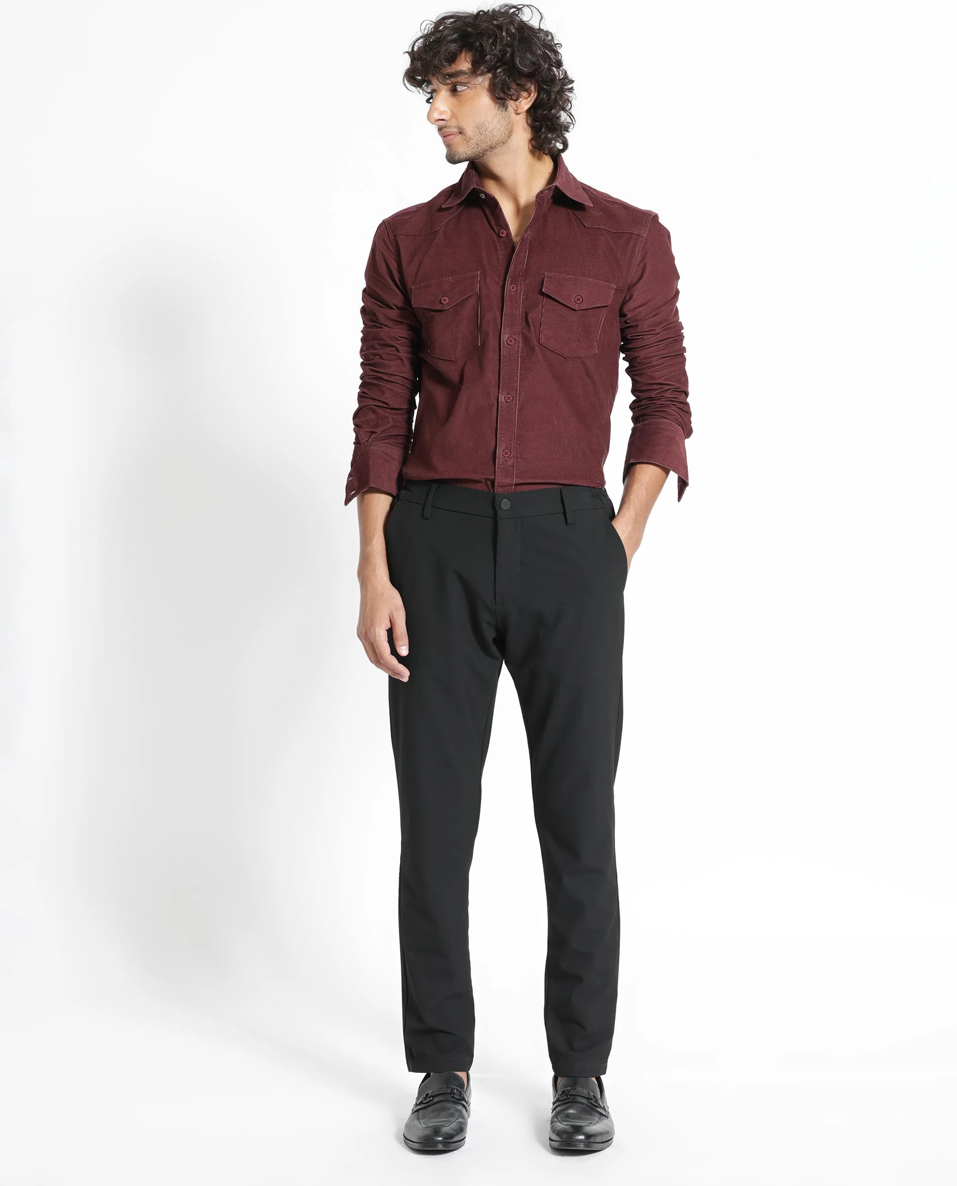 Rare Rabbit Men's Halle Maroon Plain Regular Fit Full Sleeve Collared Shirt - Image 8