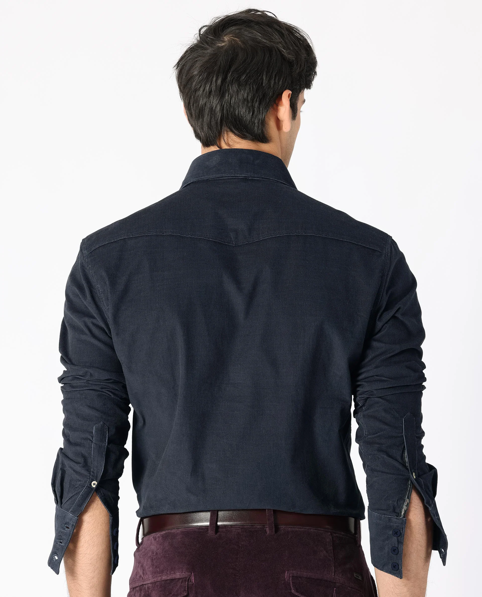 Rare Rabbit Men's Halle Navy Plain Regular Fit Full Sleeve Collared Shirt - Image 10