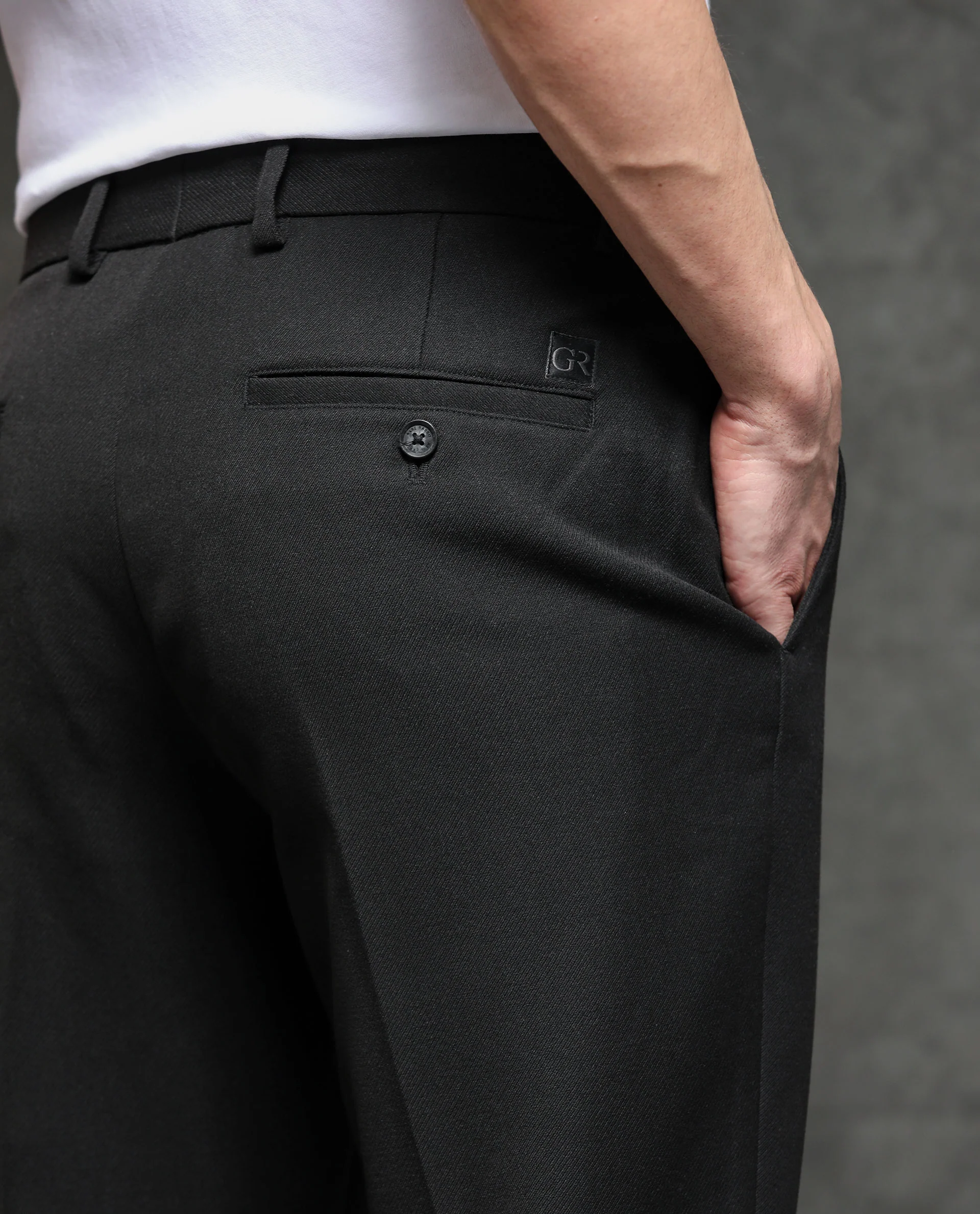 Rare Rabbit Men's Hamlet Black Viscose Plain Regular Fit Trouser - Image 10