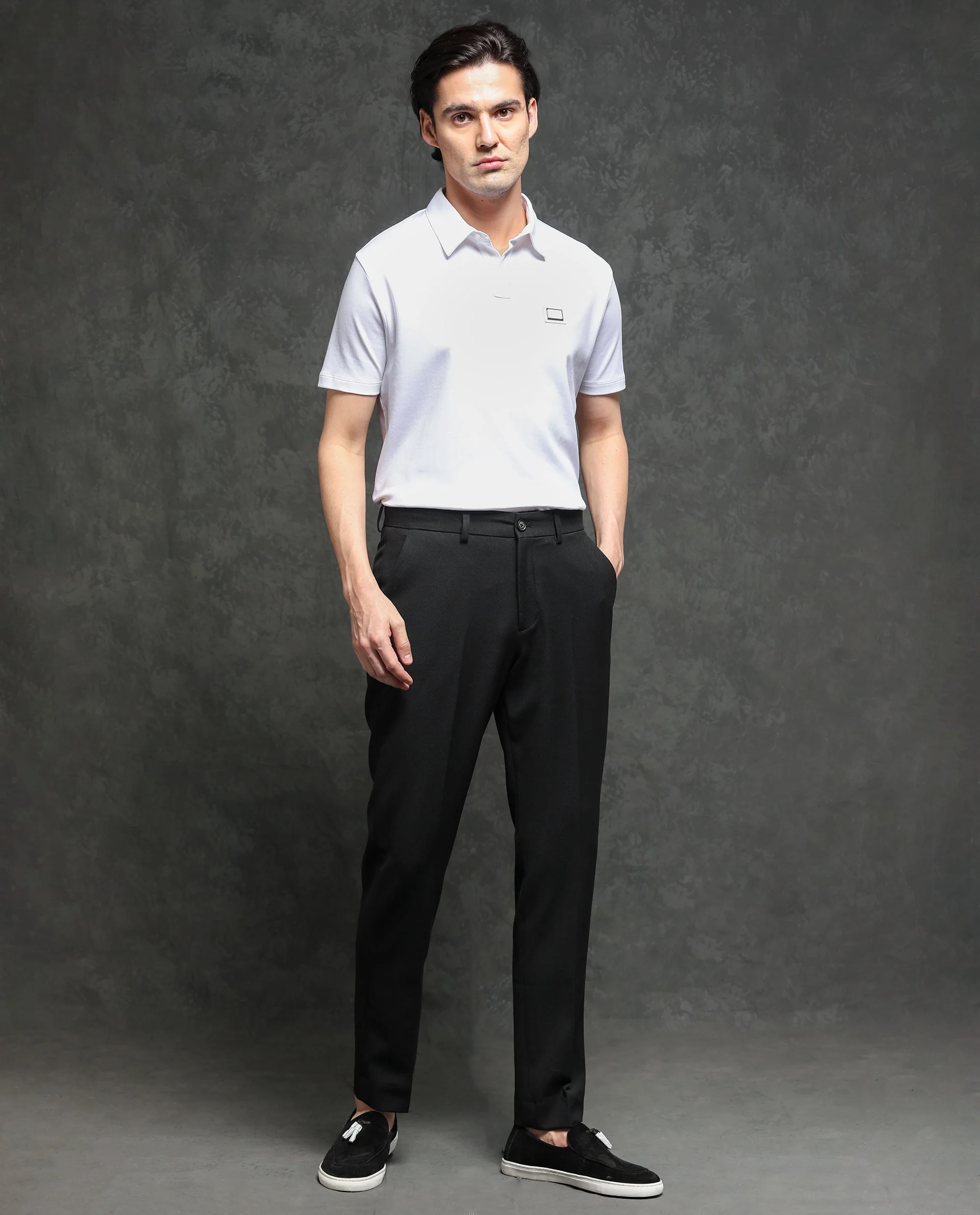 Rare Rabbit Men's Hamlet Black Viscose Plain Regular Fit Trouser - Image 3