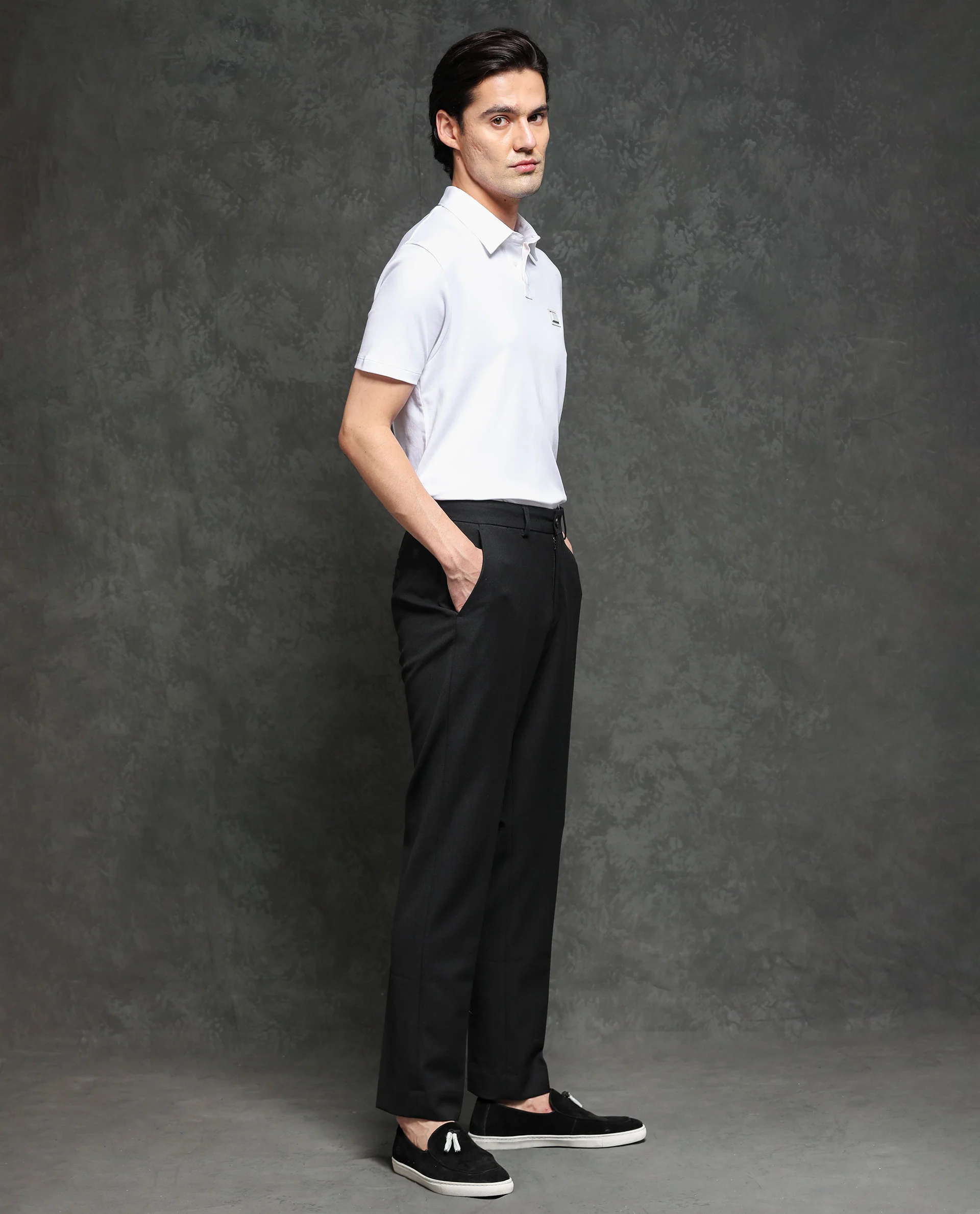 Rare Rabbit Men's Hamlet Black Viscose Plain Regular Fit Trouser - Image 5