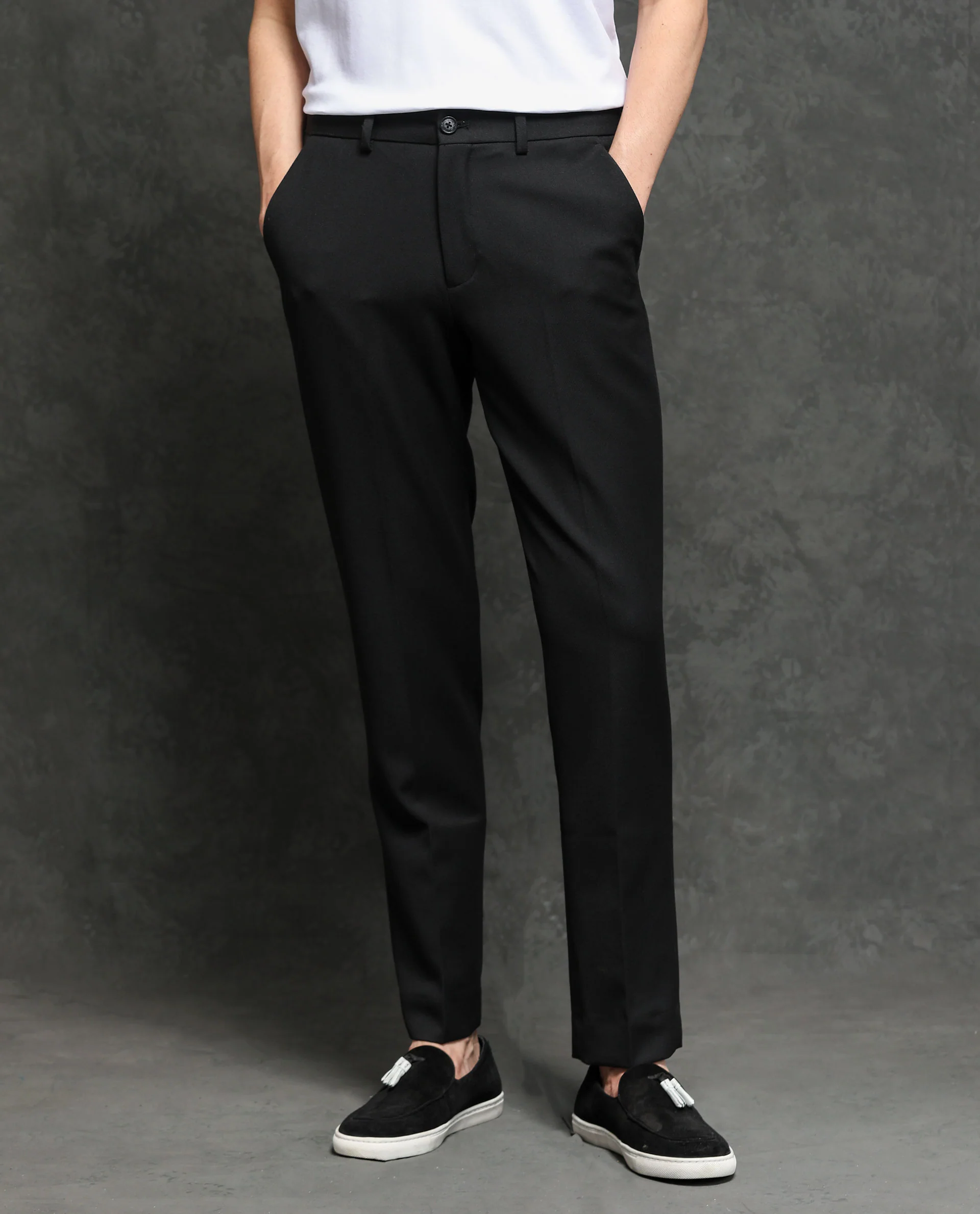 Rare Rabbit Men's Hamlet Black Viscose Plain Regular Fit Trouser - Image 8
