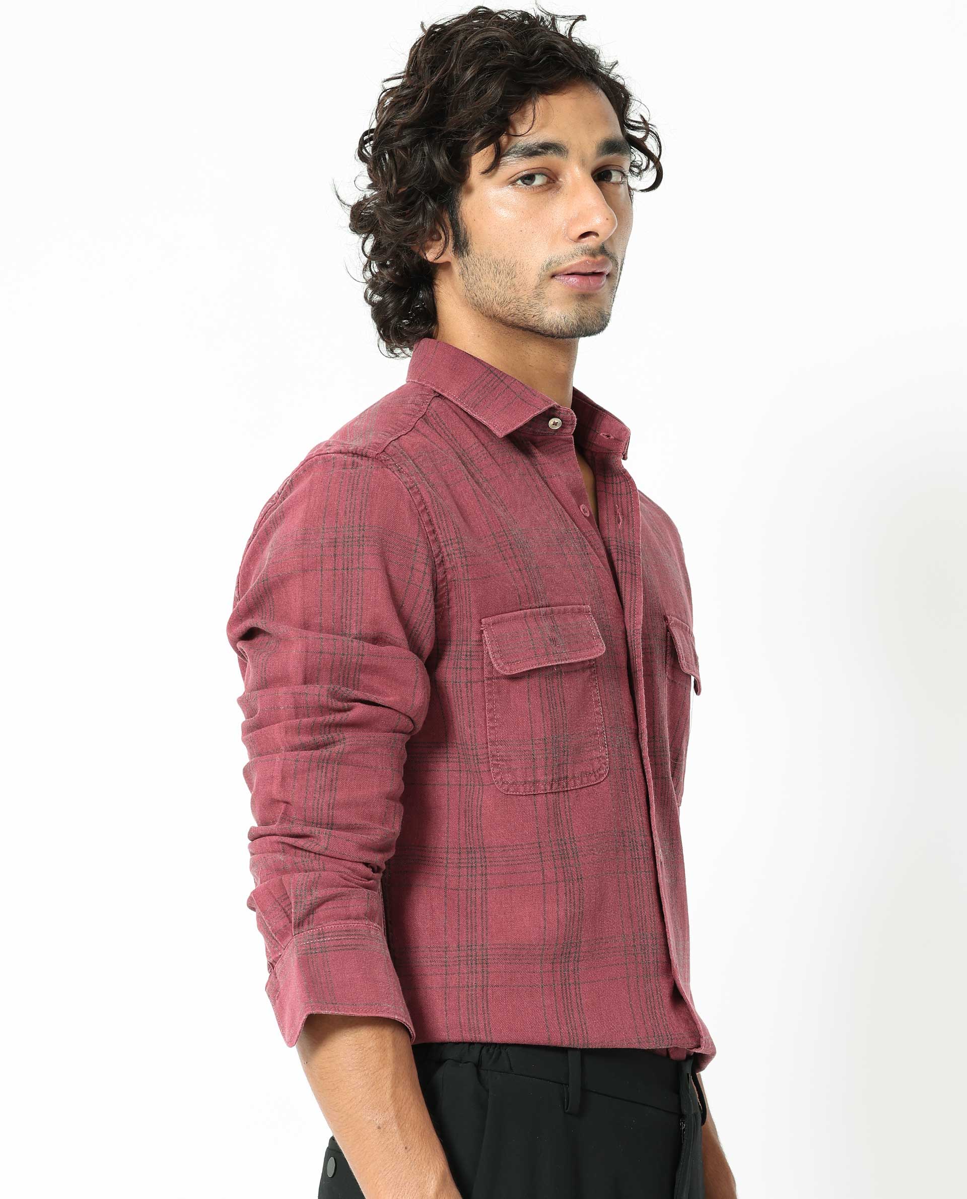 Rare Rabbit Men's Hammel Dark Pink Cotton Checked Print Regular Fit Full Sleeve Collared Shirt - Image 6