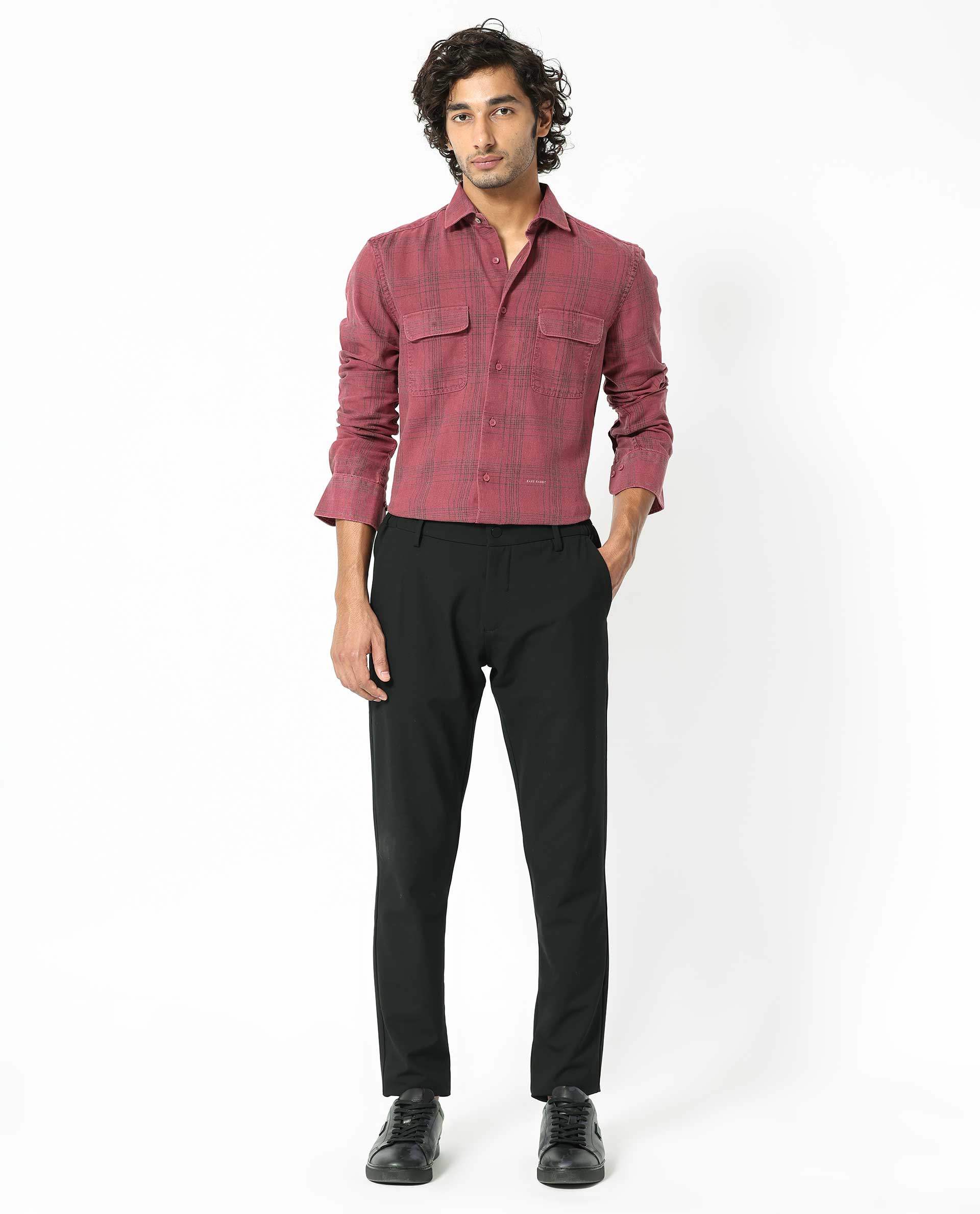 Rare Rabbit Men's Hammel Dark Pink Cotton Checked Print Regular Fit Full Sleeve Collared Shirt - Image 7